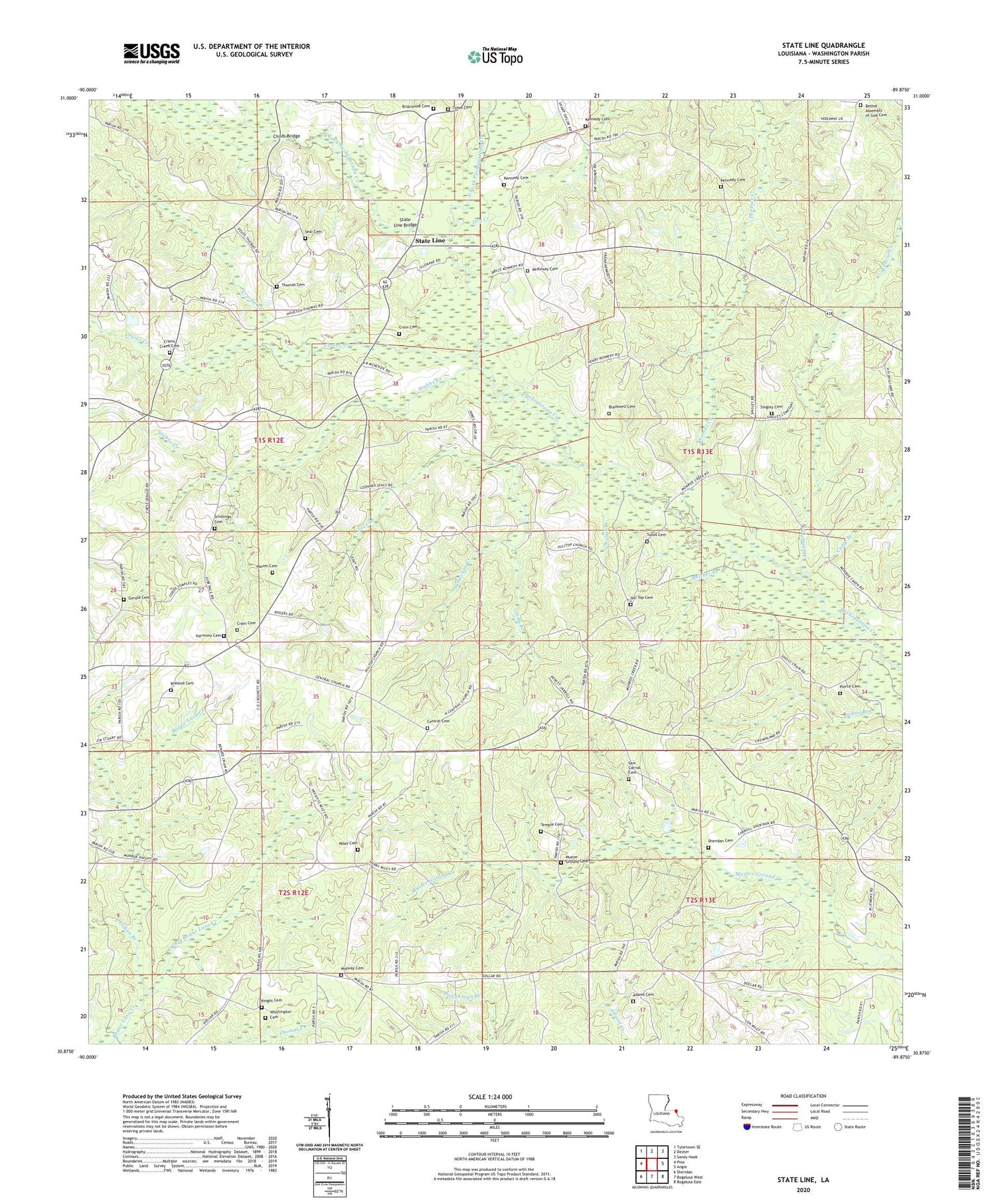 State Line Louisiana US Topo Map Image
