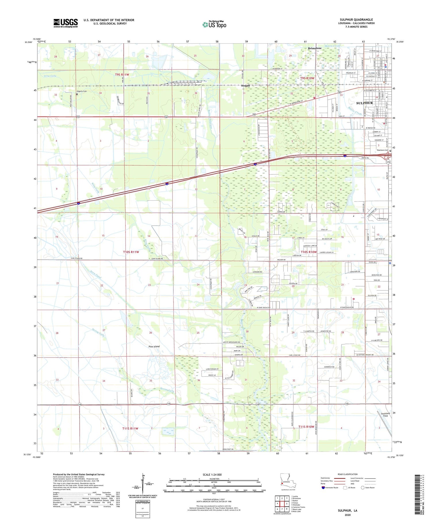 Sulphur Louisiana US Topo Map Image