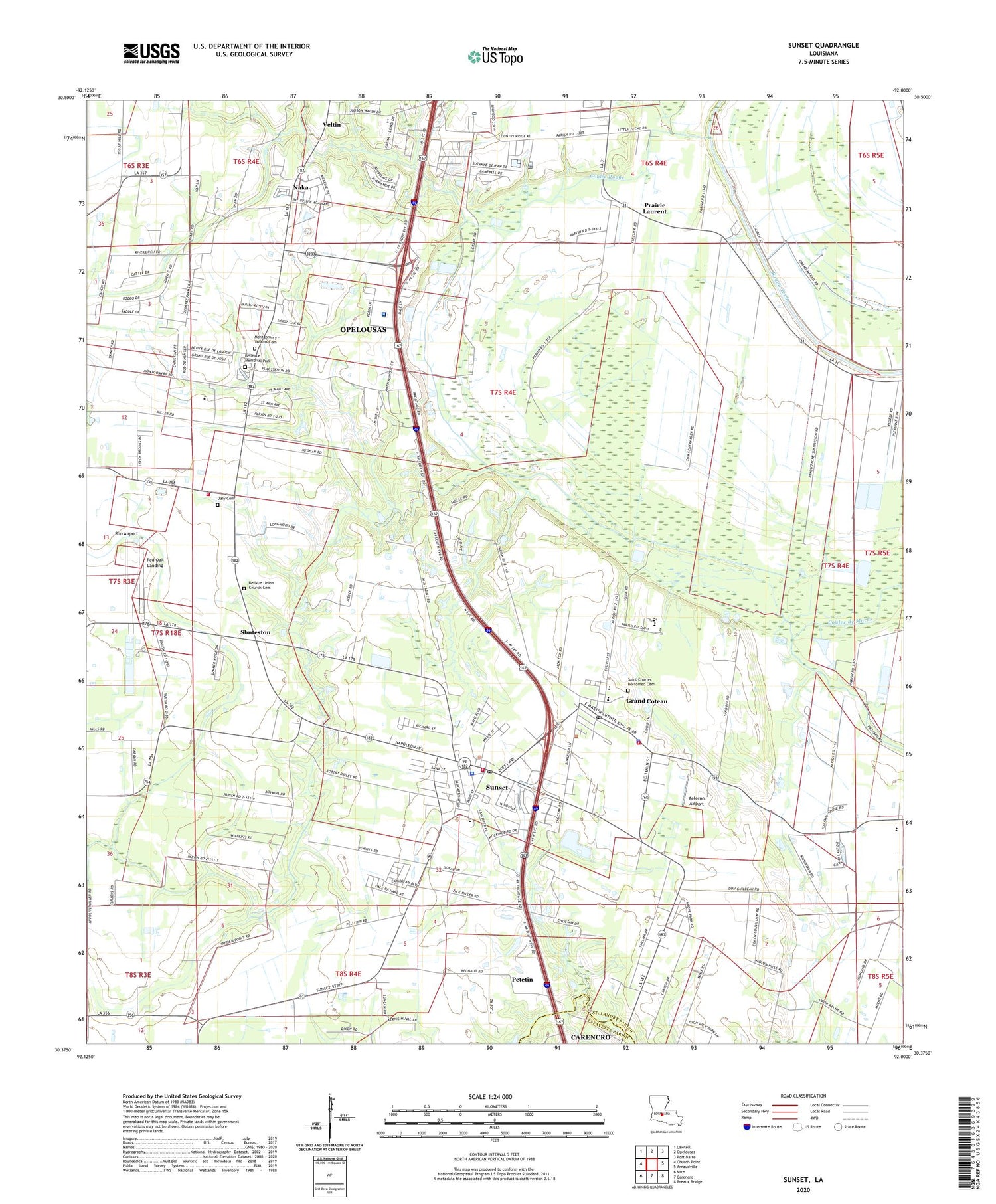 Sunset Louisiana US Topo Map Image