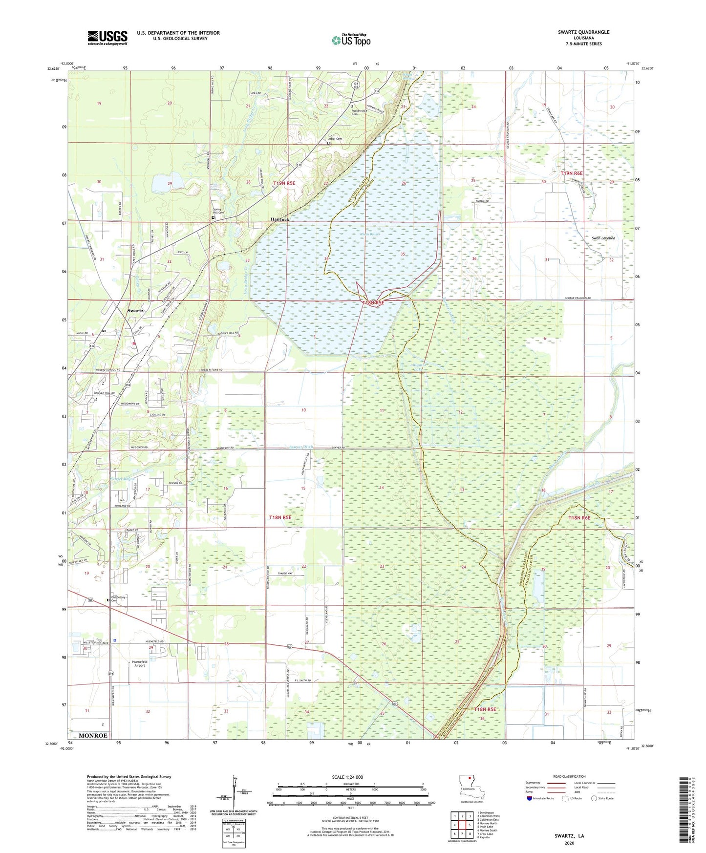 Swartz Louisiana US Topo Map Image
