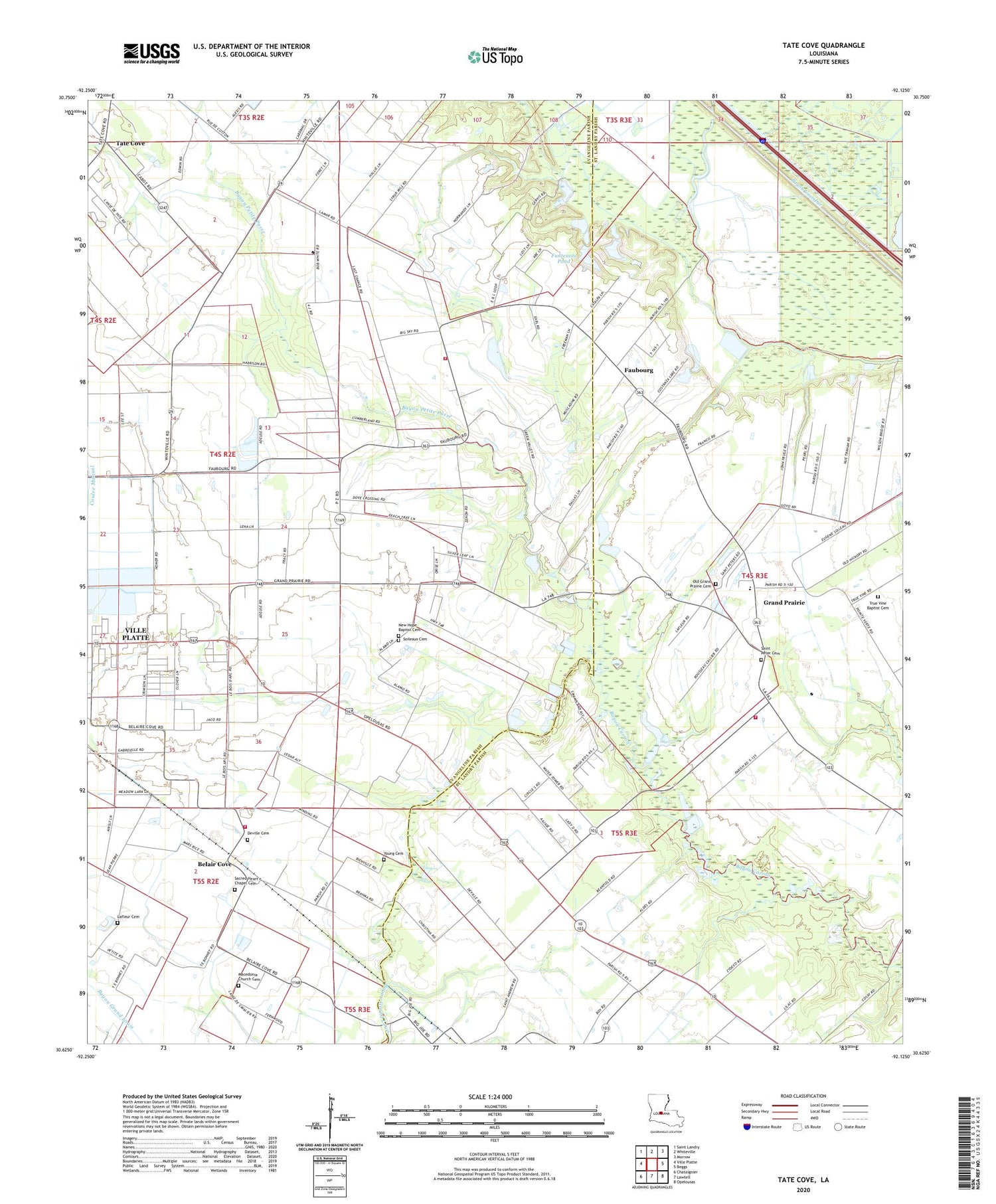 Tate Cove Louisiana US Topo Map Image