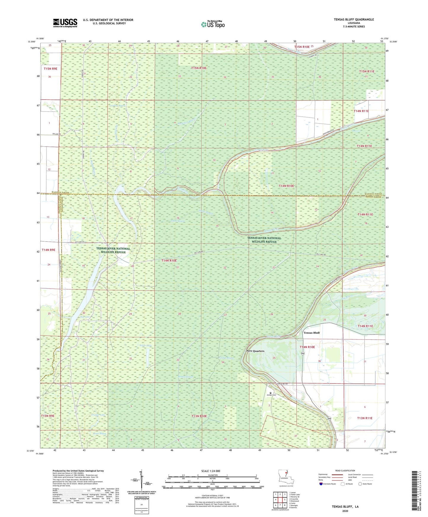Tensas Bluff Louisiana US Topo Map Image