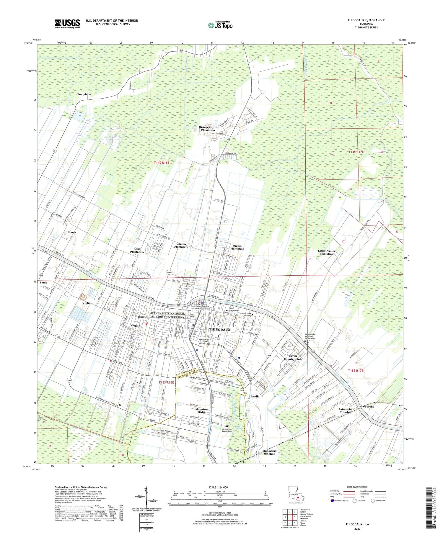 Thibodaux Louisiana US Topo Map Image