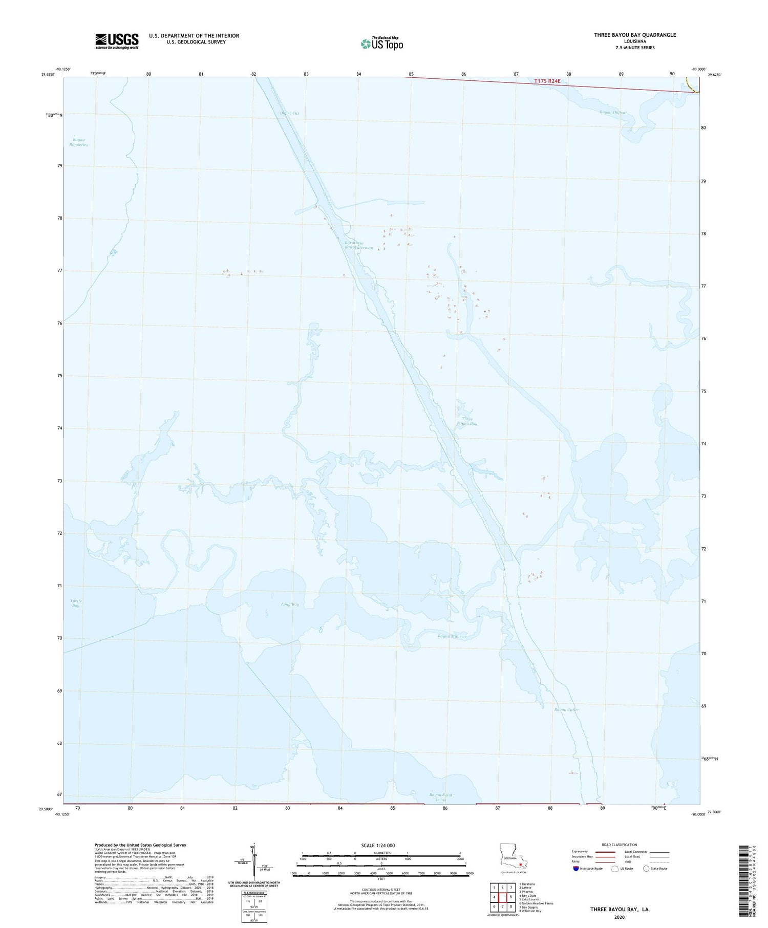 Three Bayou Bay Louisiana US Topo Map Image