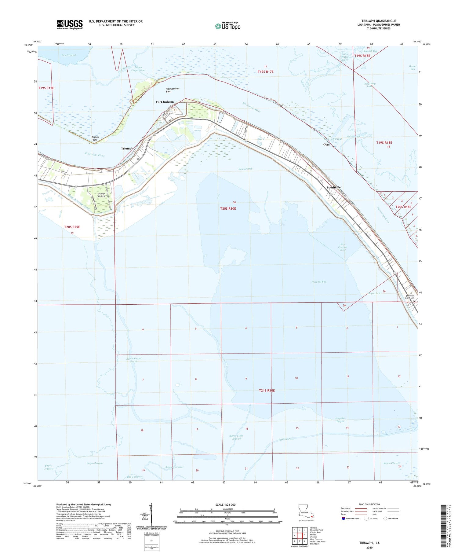 Triumph Louisiana US Topo Map Image