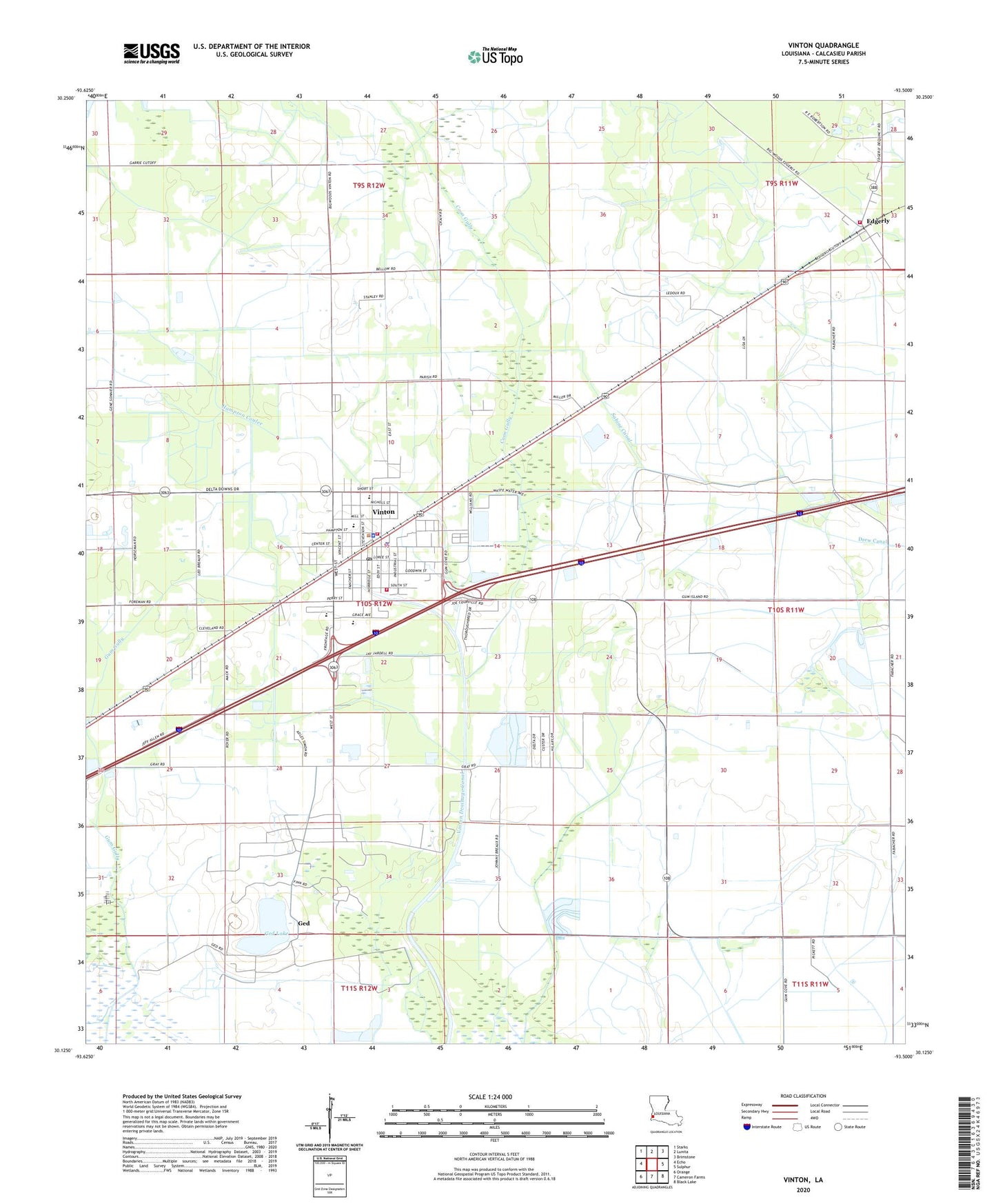 Vinton Louisiana US Topo Map Image