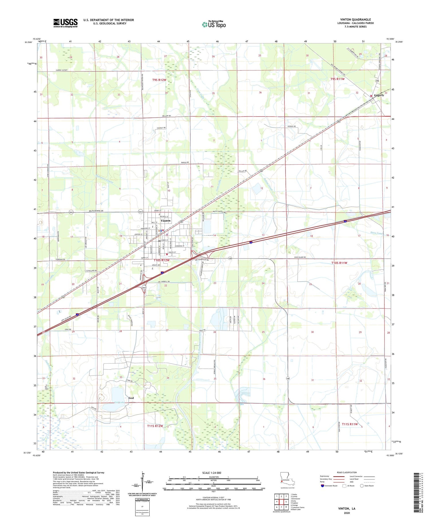 Vinton Louisiana US Topo Map Image