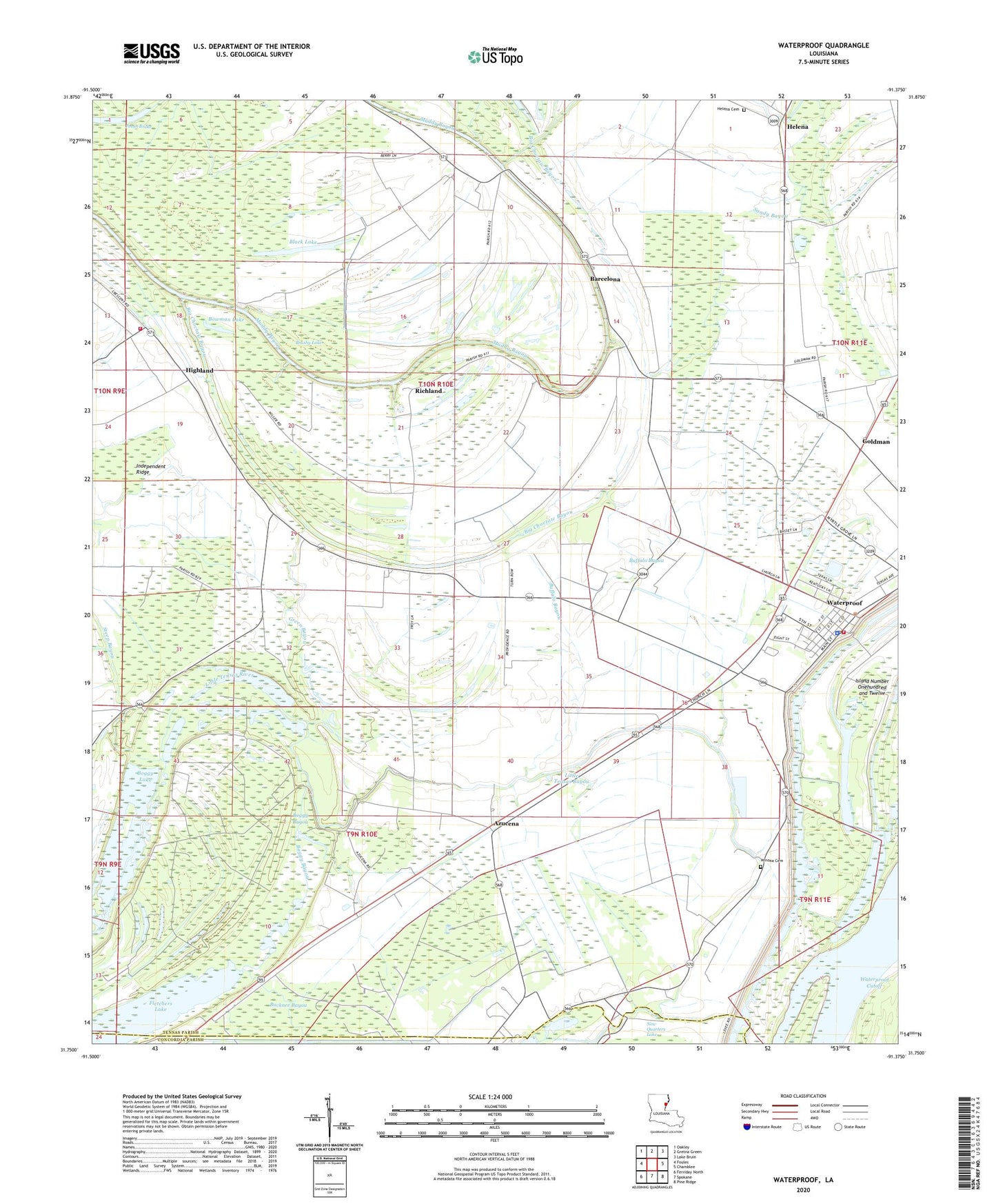 Waterproof Louisiana US Topo Map Image