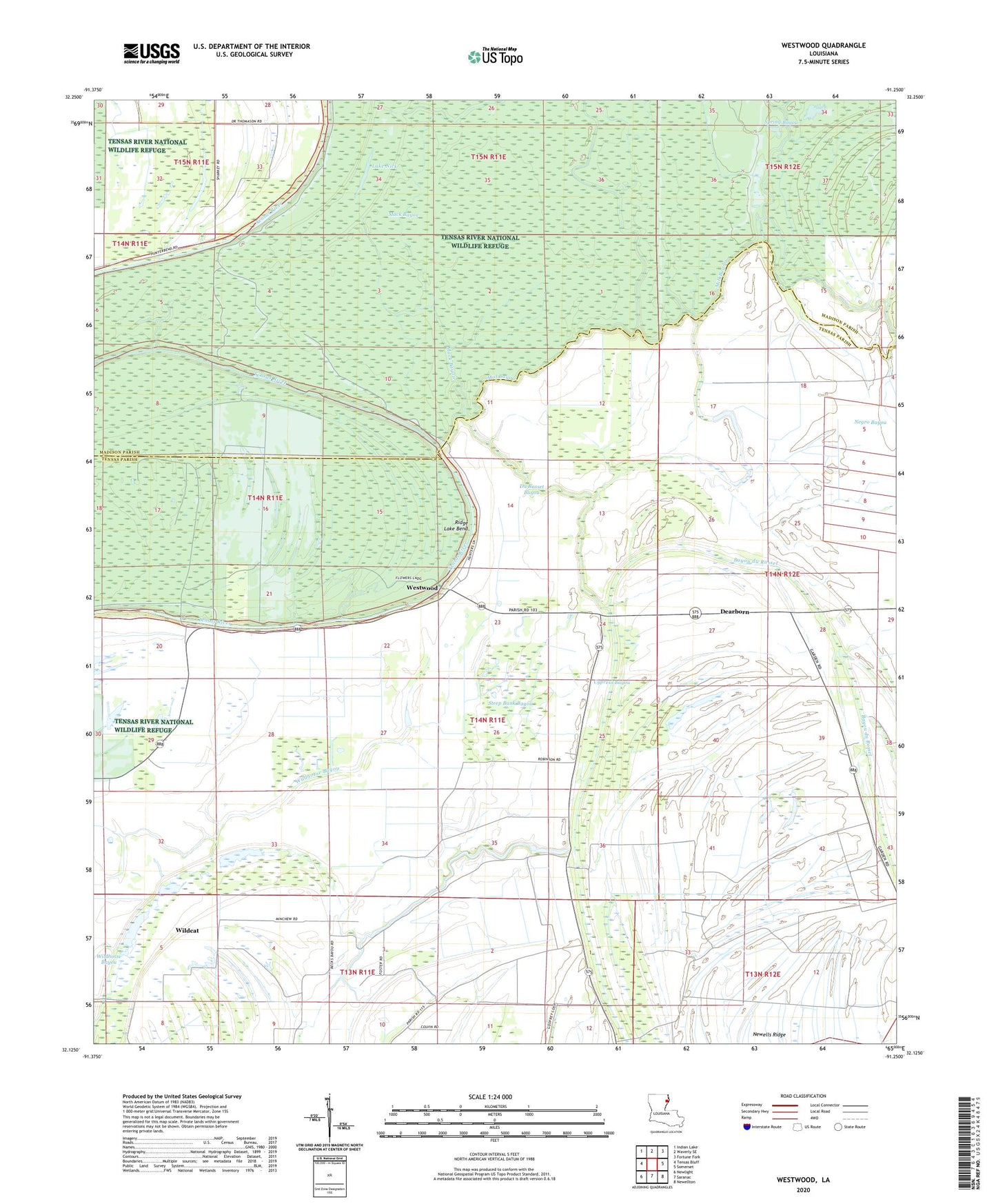 Westwood Louisiana US Topo Map Image
