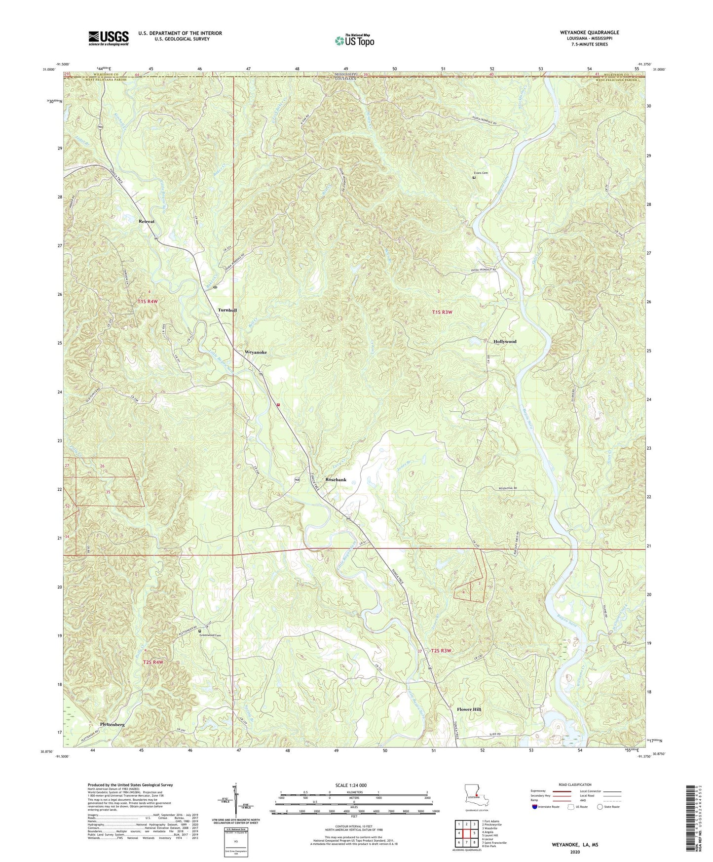 Weyanoke Louisiana US Topo Map Image
