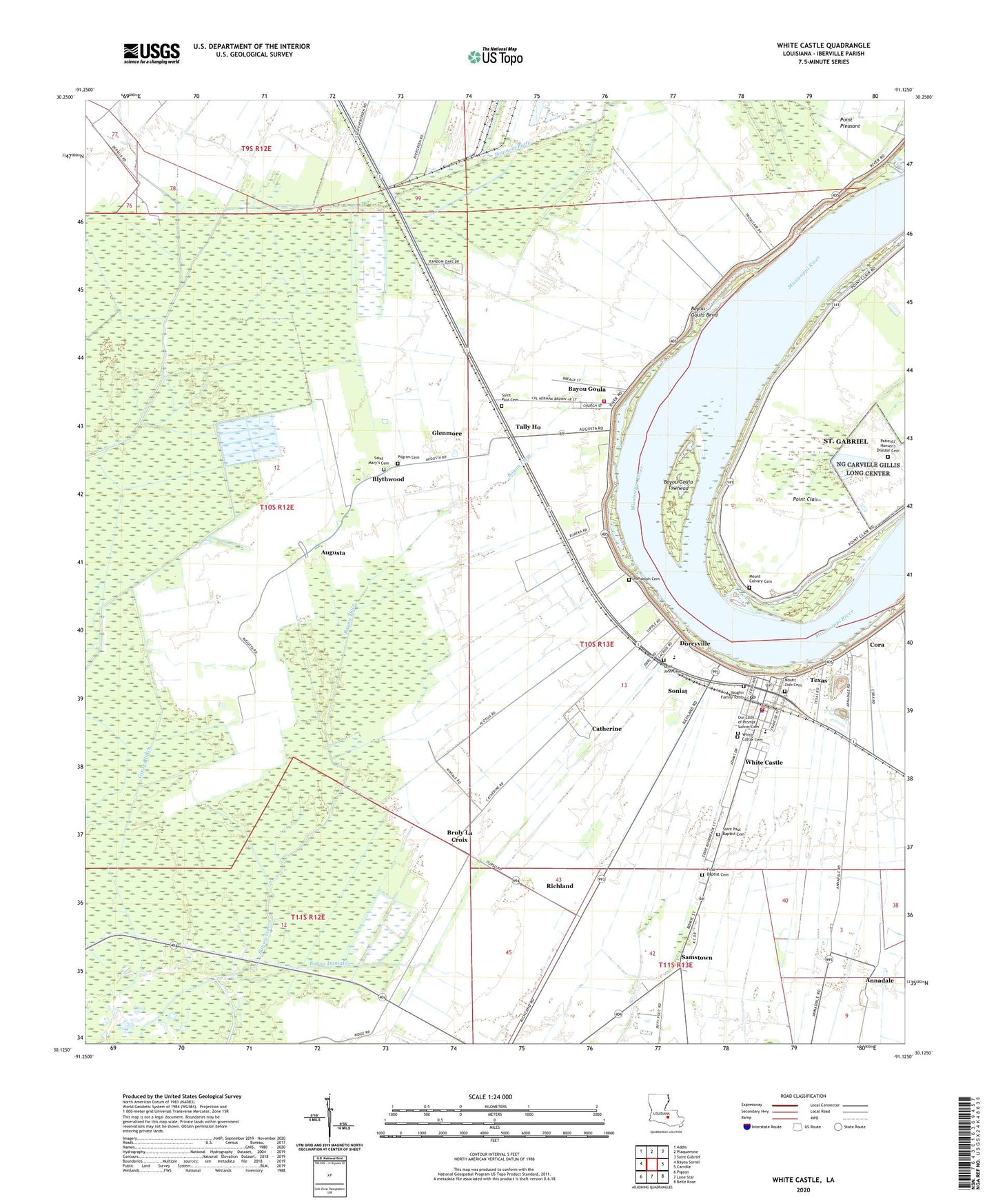 White Castle Louisiana US Topo Map Image
