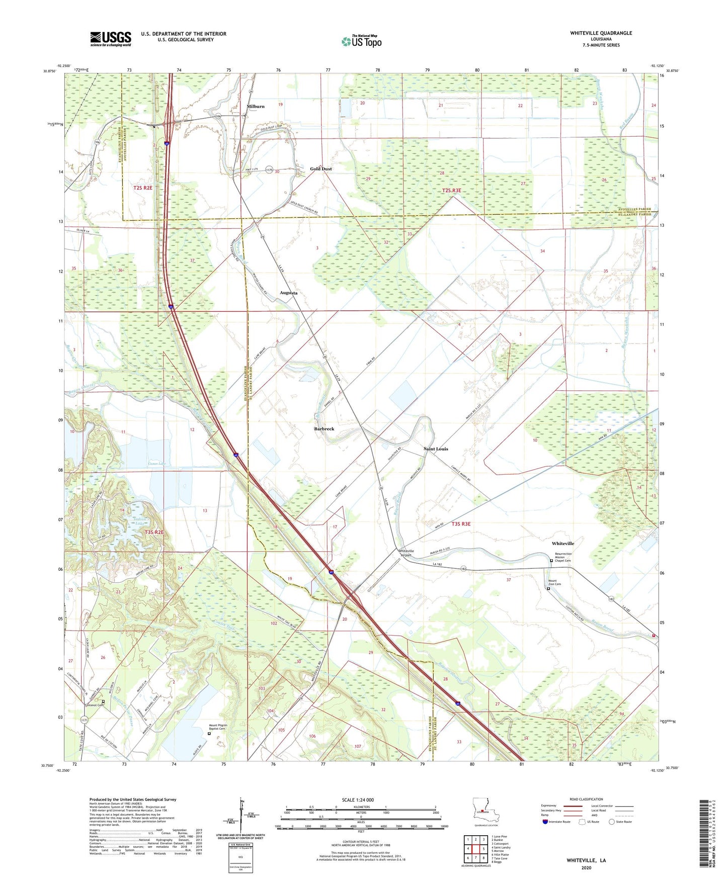 Whiteville Louisiana US Topo Map Image