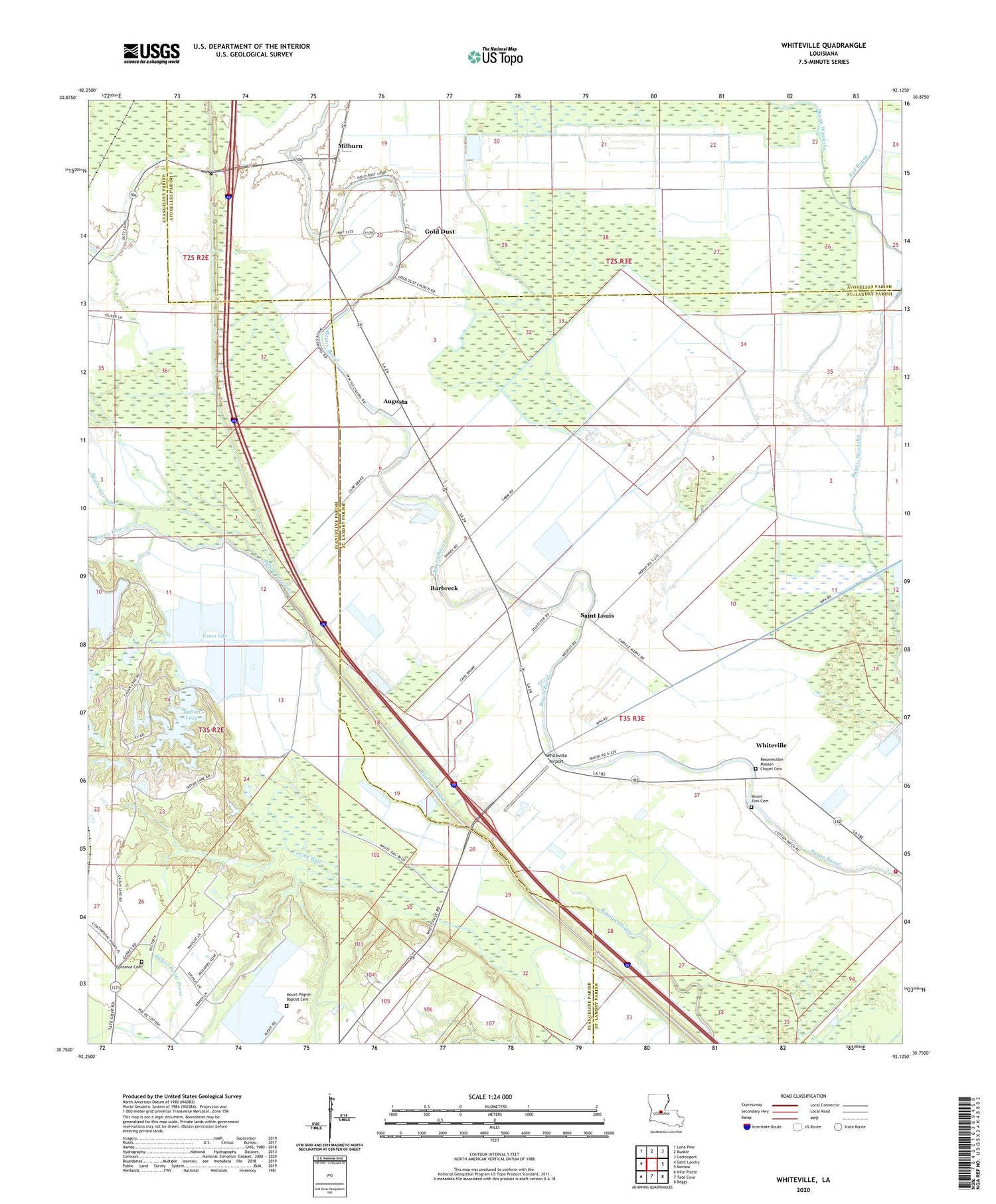 Whiteville Louisiana US Topo Map Image