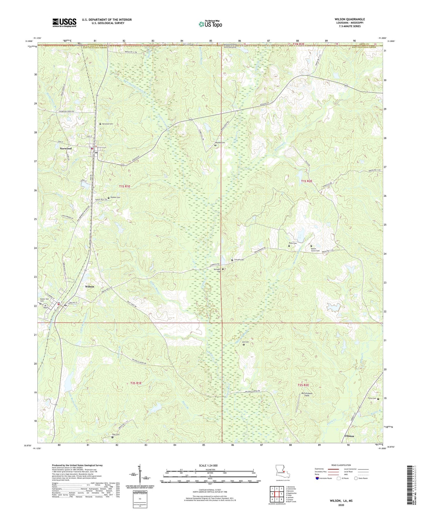 Wilson Louisiana US Topo Map Image
