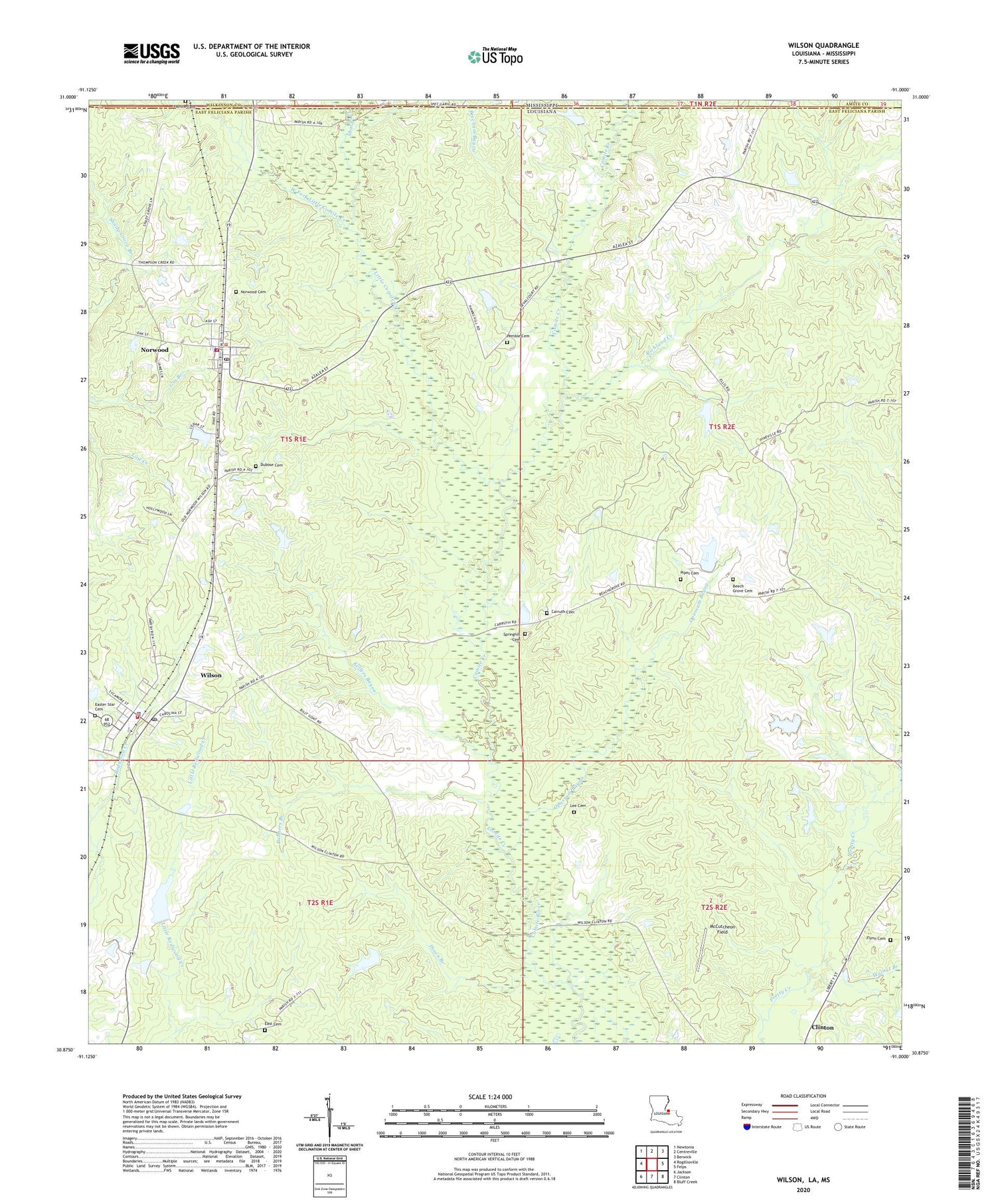 Wilson Louisiana US Topo Map Image
