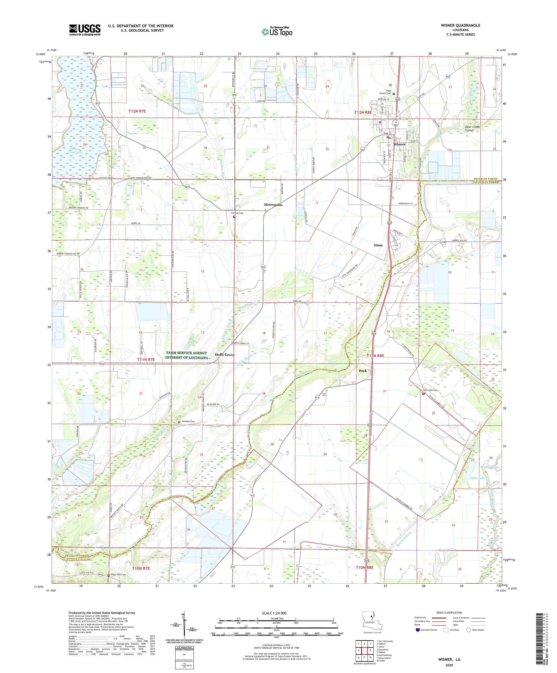 Wisner Louisiana US Topo Map – MyTopo Map Store