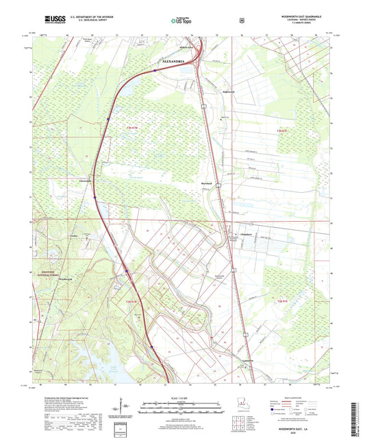 Woodworth East Louisiana US Topo Map Image