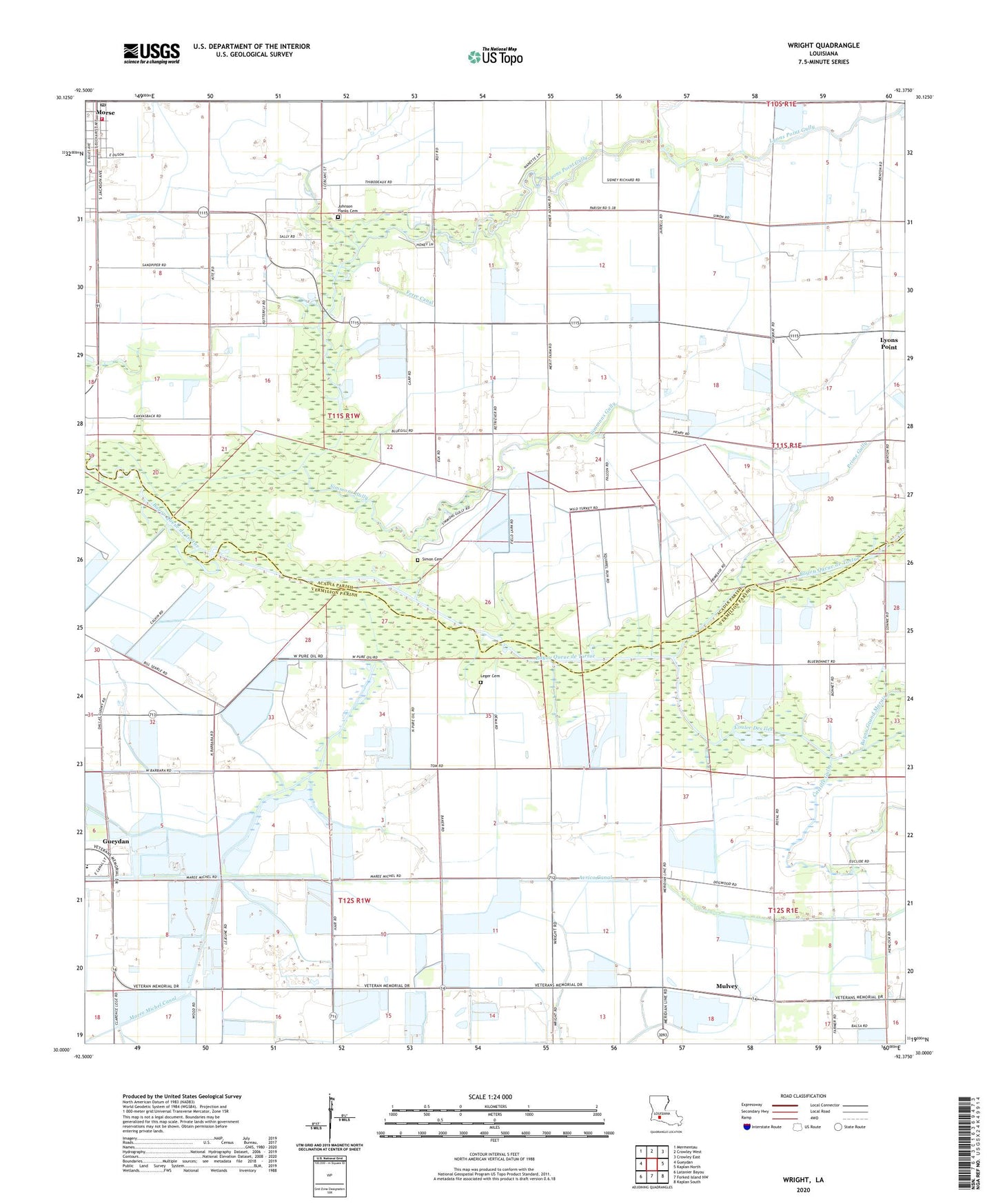 Wright Louisiana US Topo Map Image