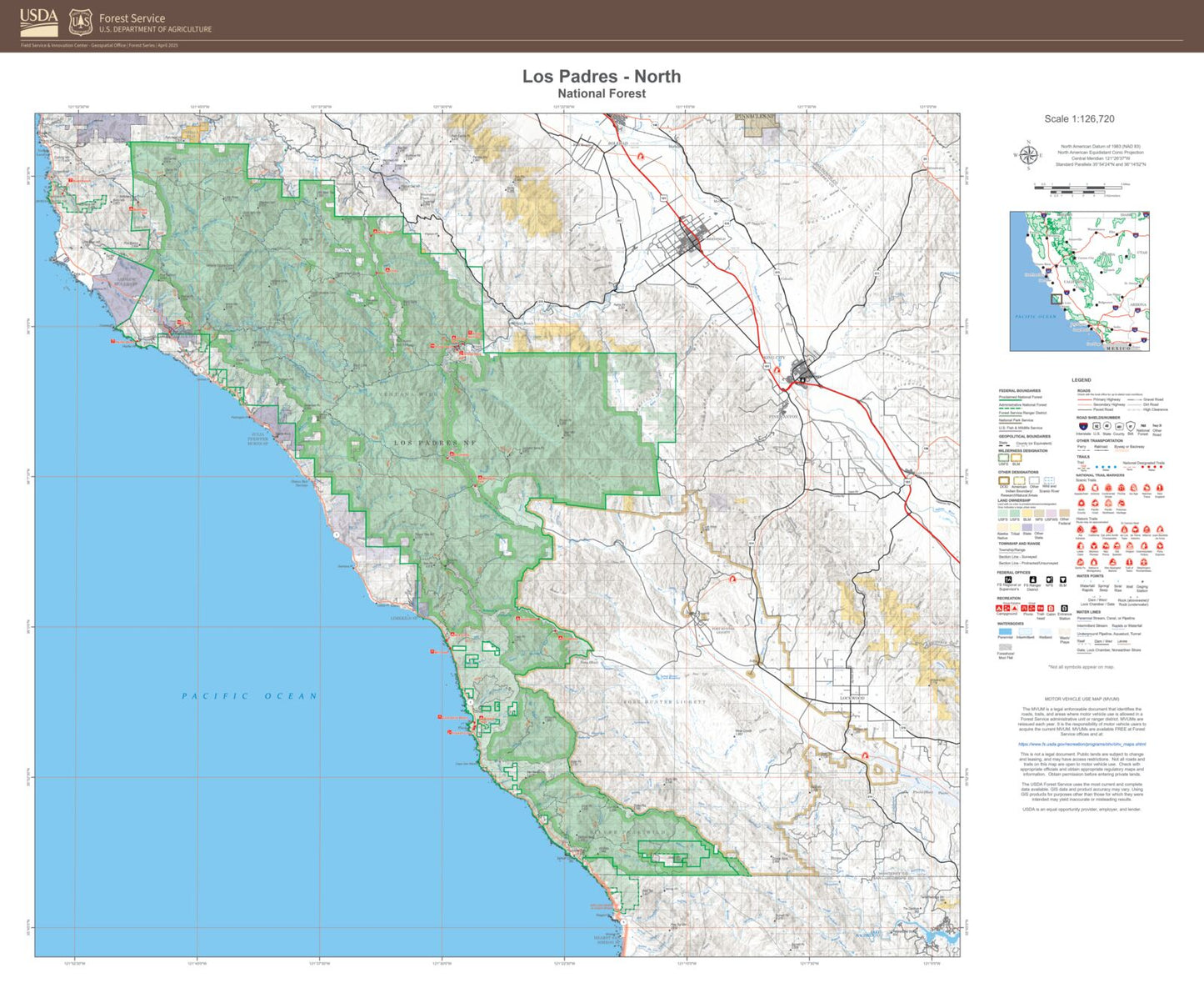 Los Padres National Forest North Map
