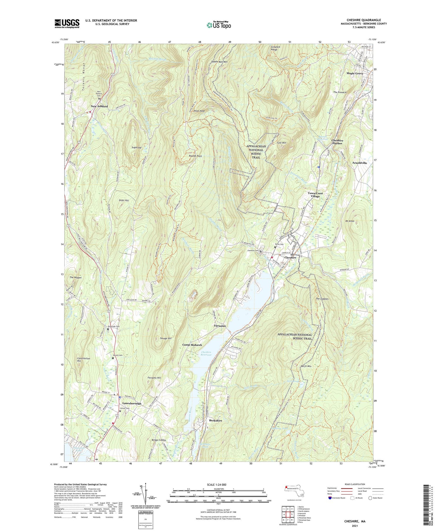 Cheshire Massachusetts US Topo Map Image