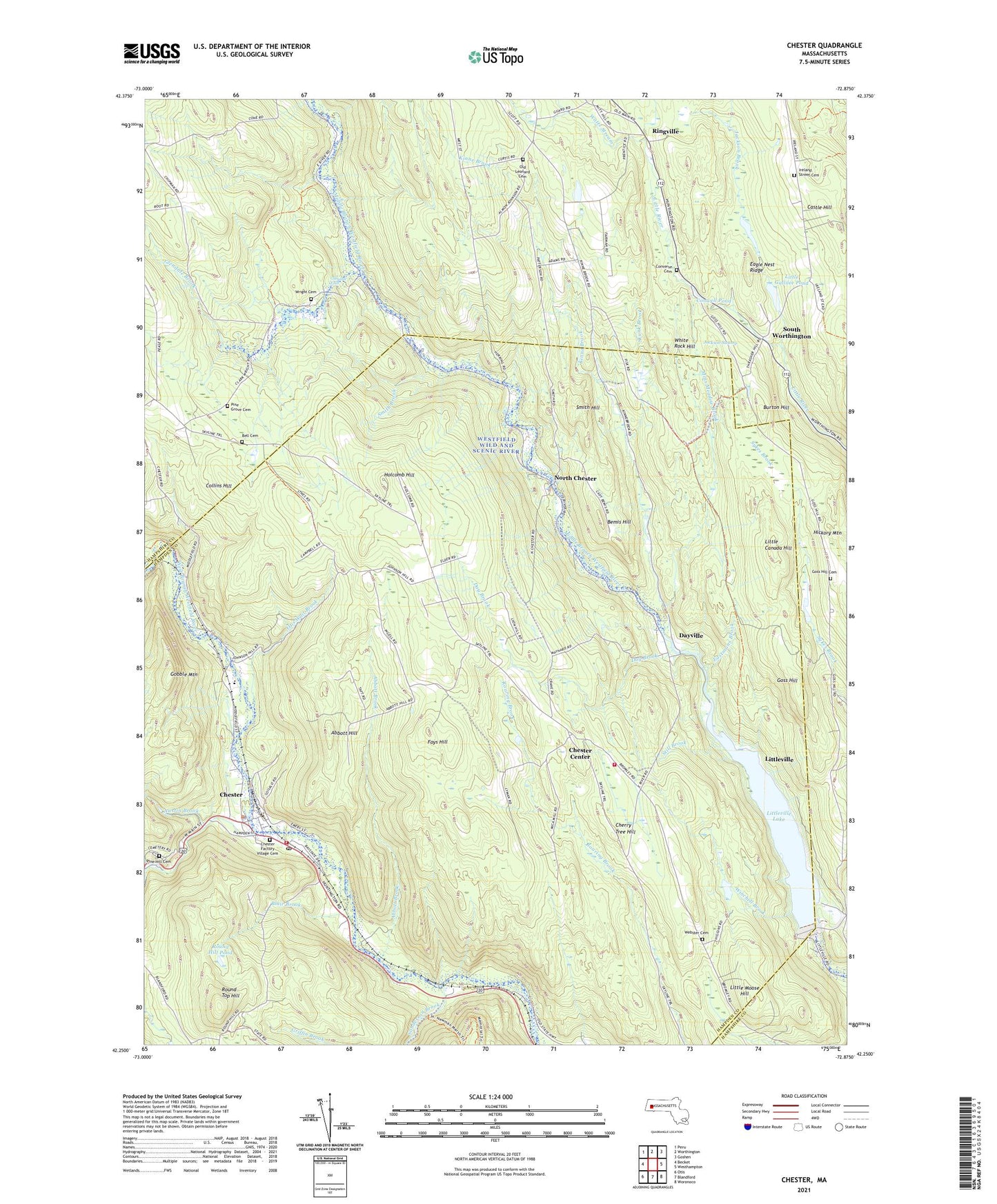 Chester Massachusetts US Topo Map Image