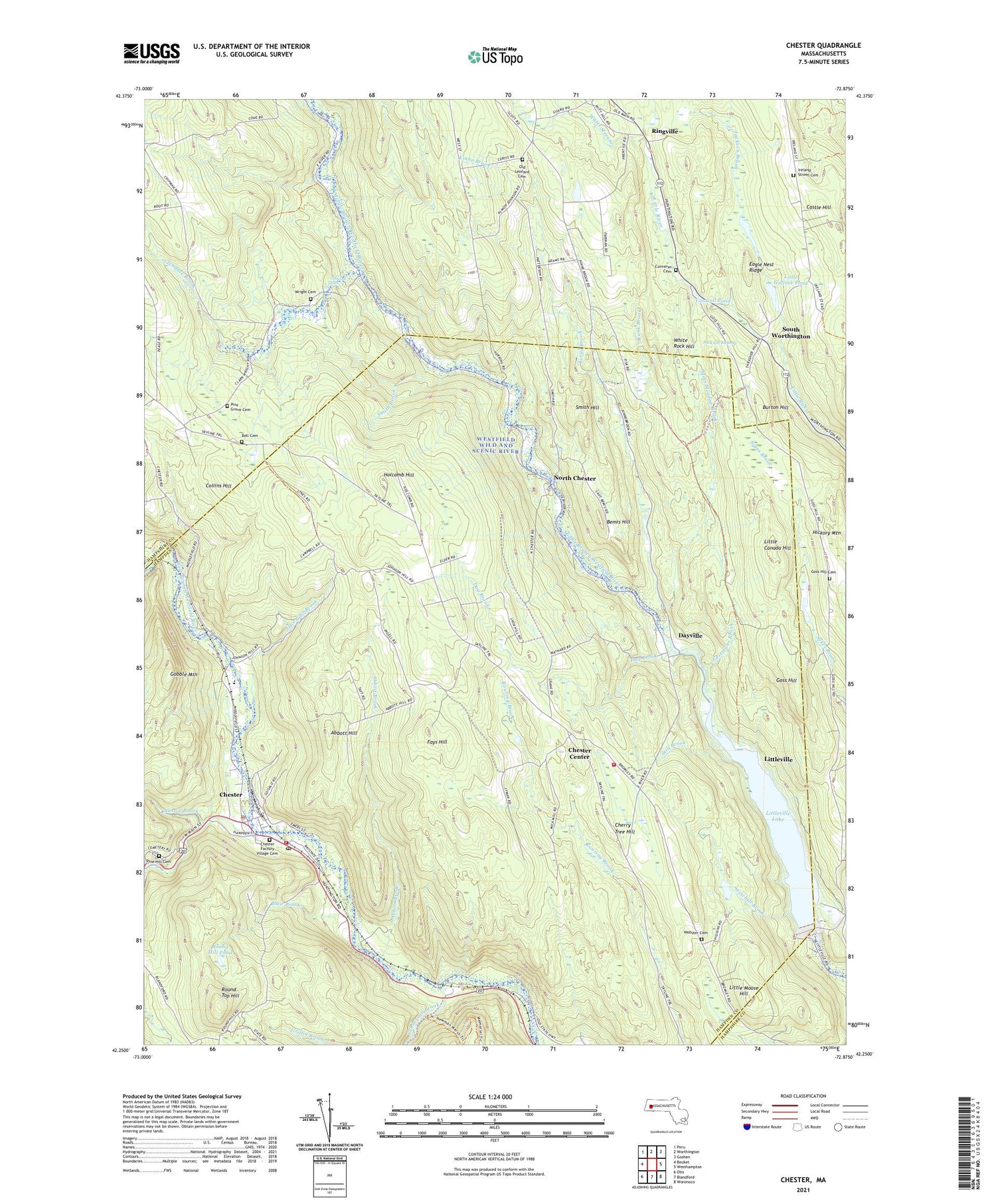Chester Massachusetts US Topo Map Image