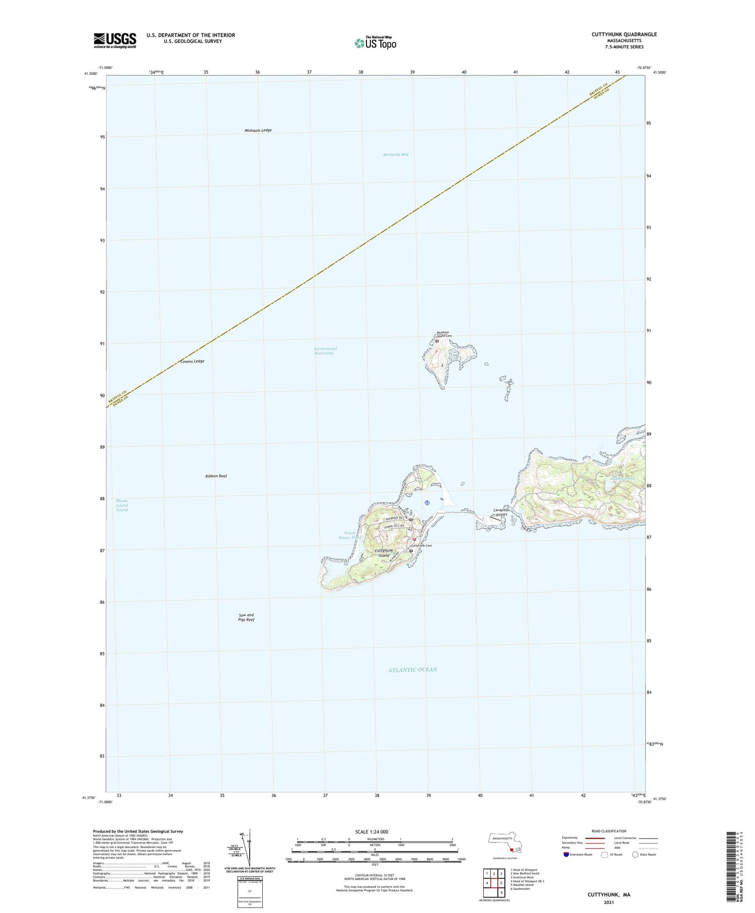 Cuttyhunk Massachusetts US Topo Map Image