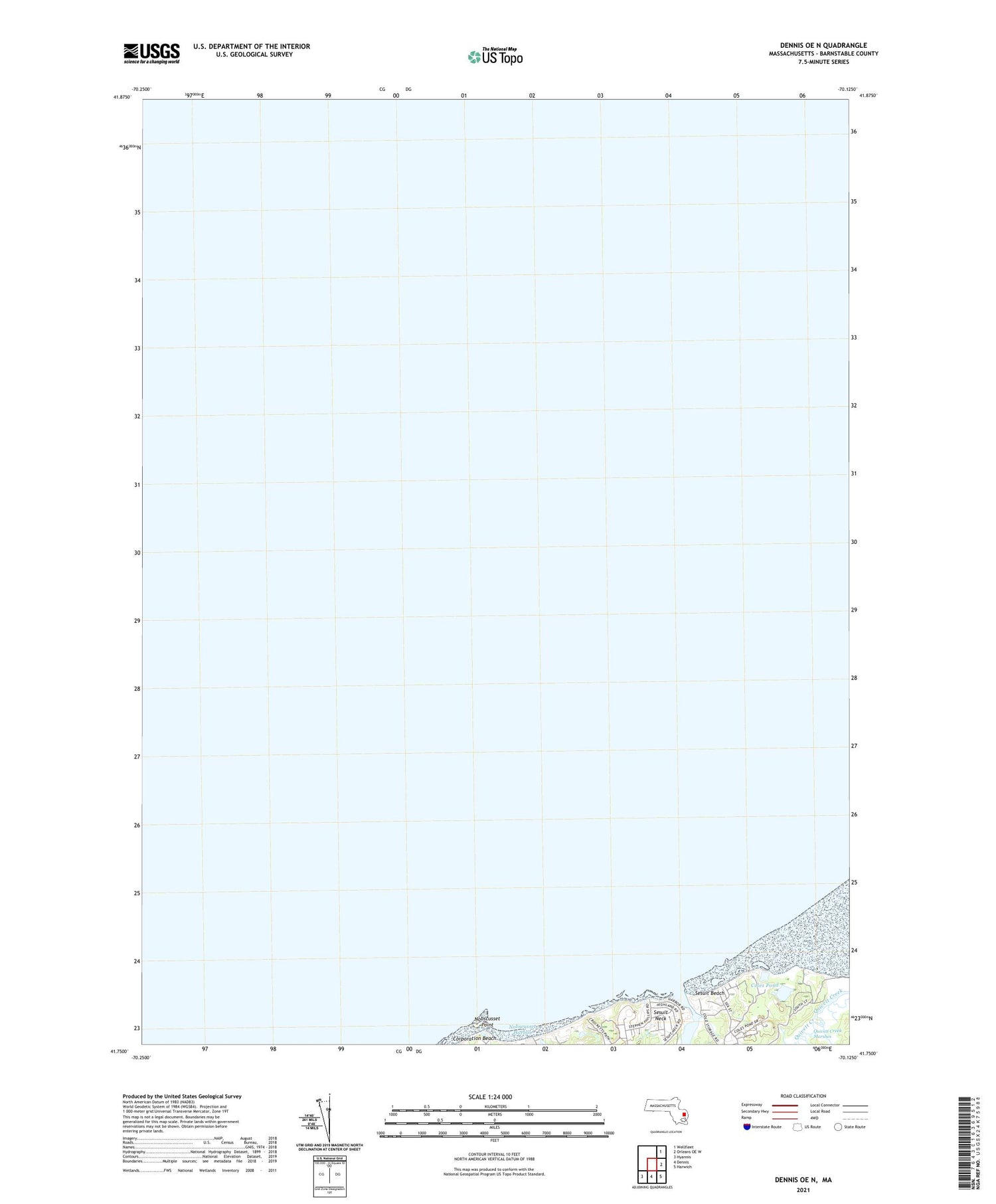 Dennis OE N Massachusetts US Topo Map Image
