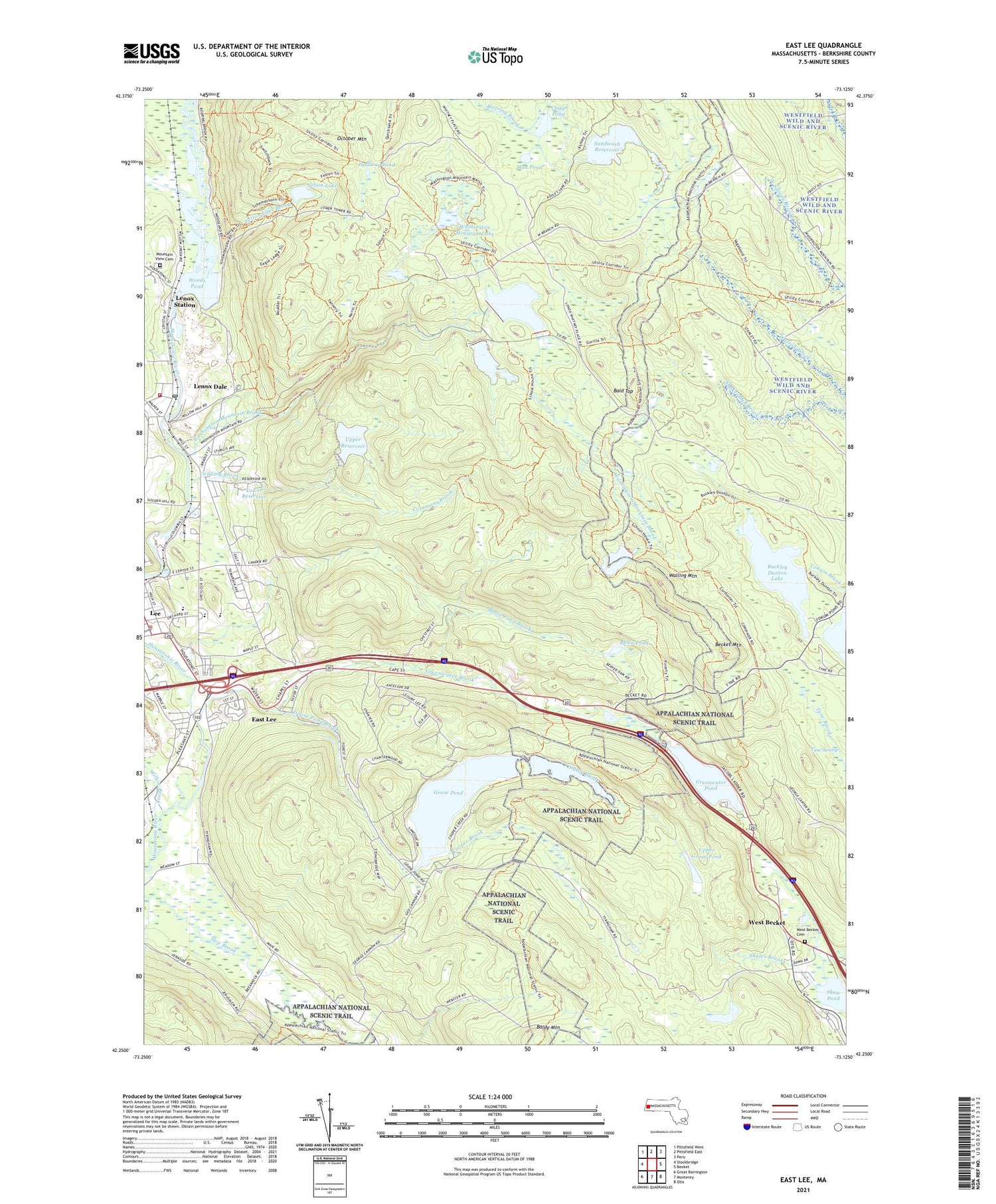 East Lee Massachusetts US Topo Map Image