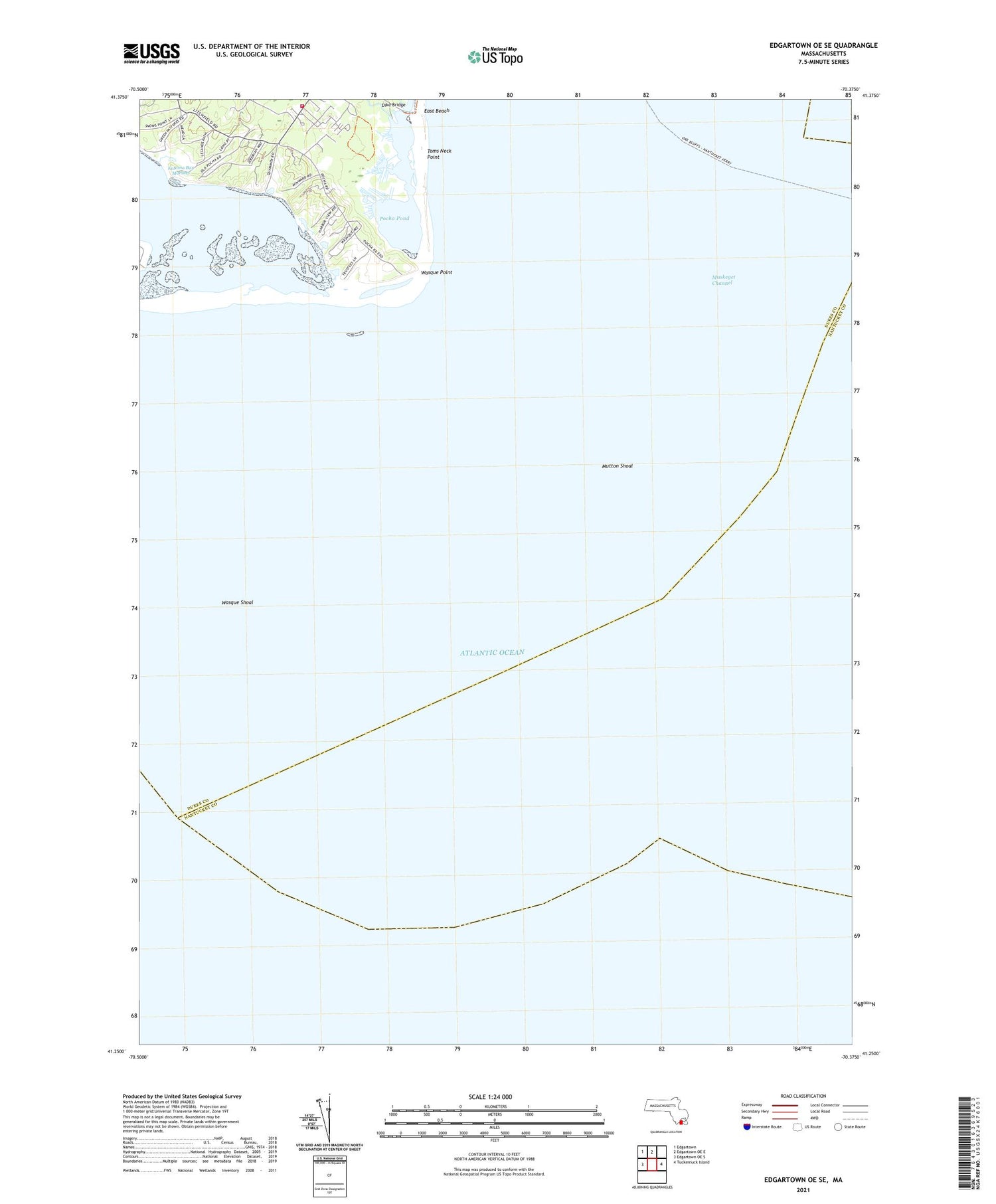 Edgartown OE SE Massachusetts US Topo Map Image