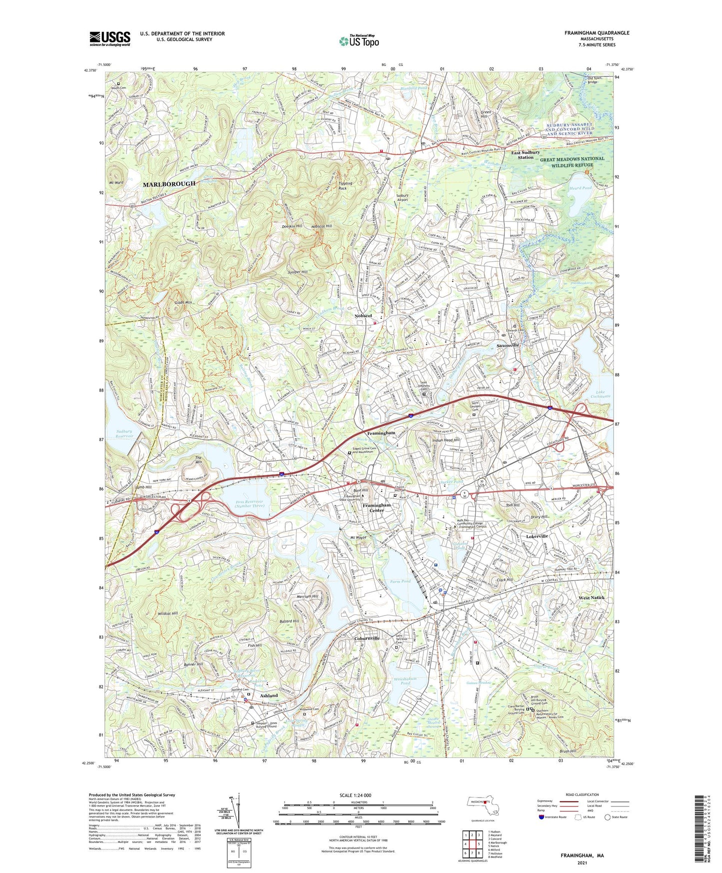 Framingham Massachusetts US Topo Map Image