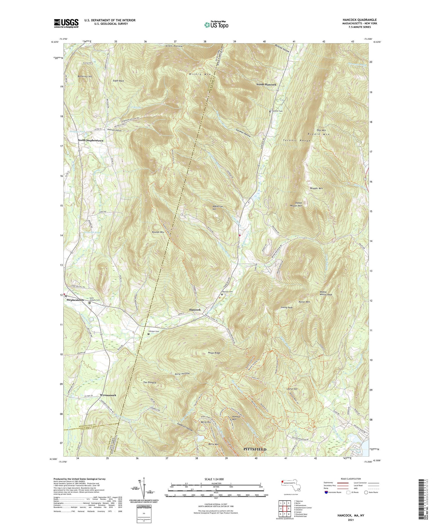 Hancock Massachusetts US Topo Map Image