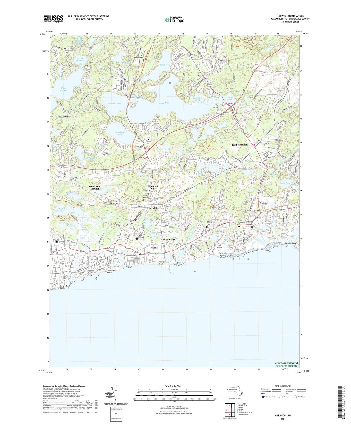 Harwich Massachusetts US Topo Map Image