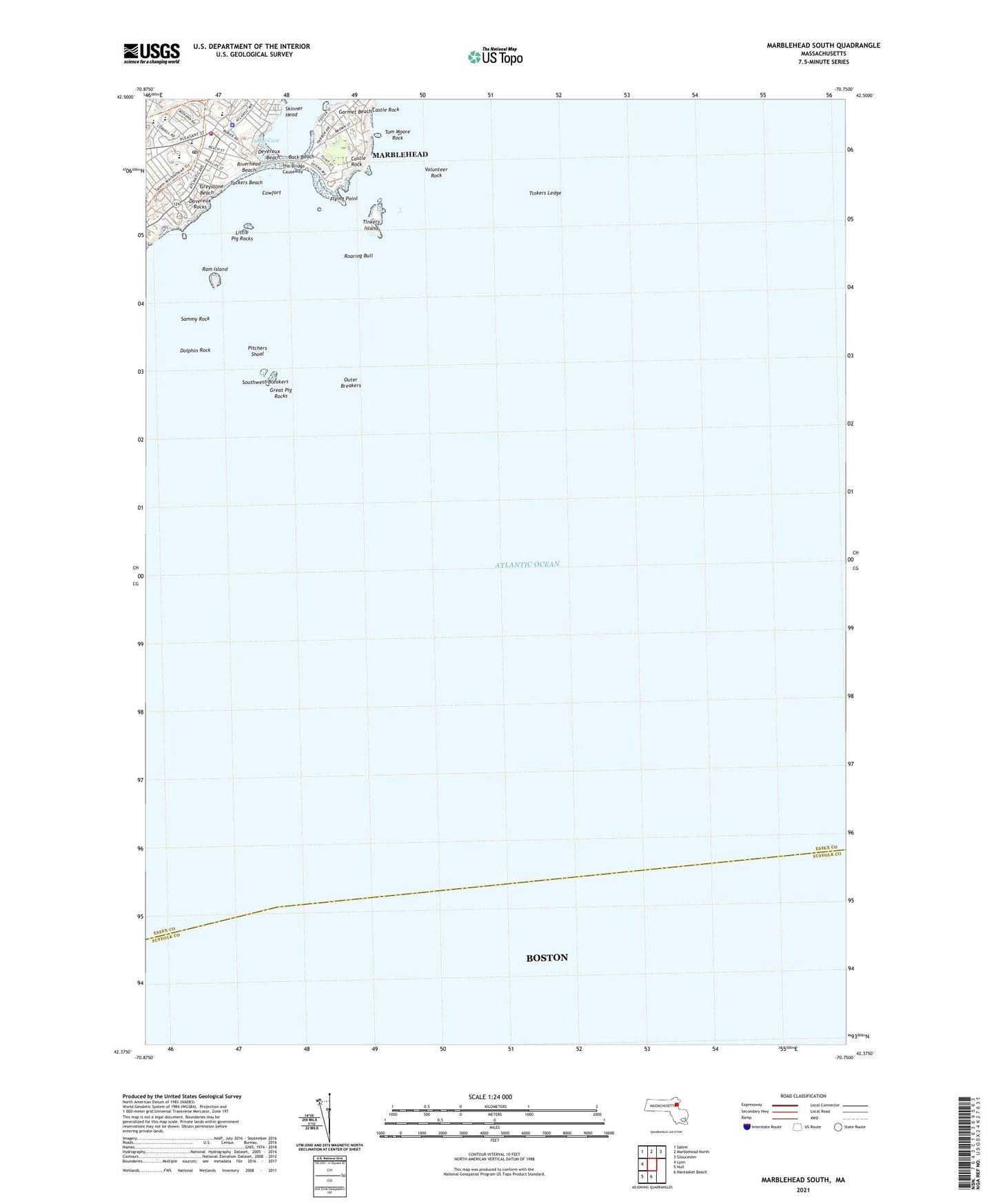 Marblehead South Massachusetts US Topo Map Image