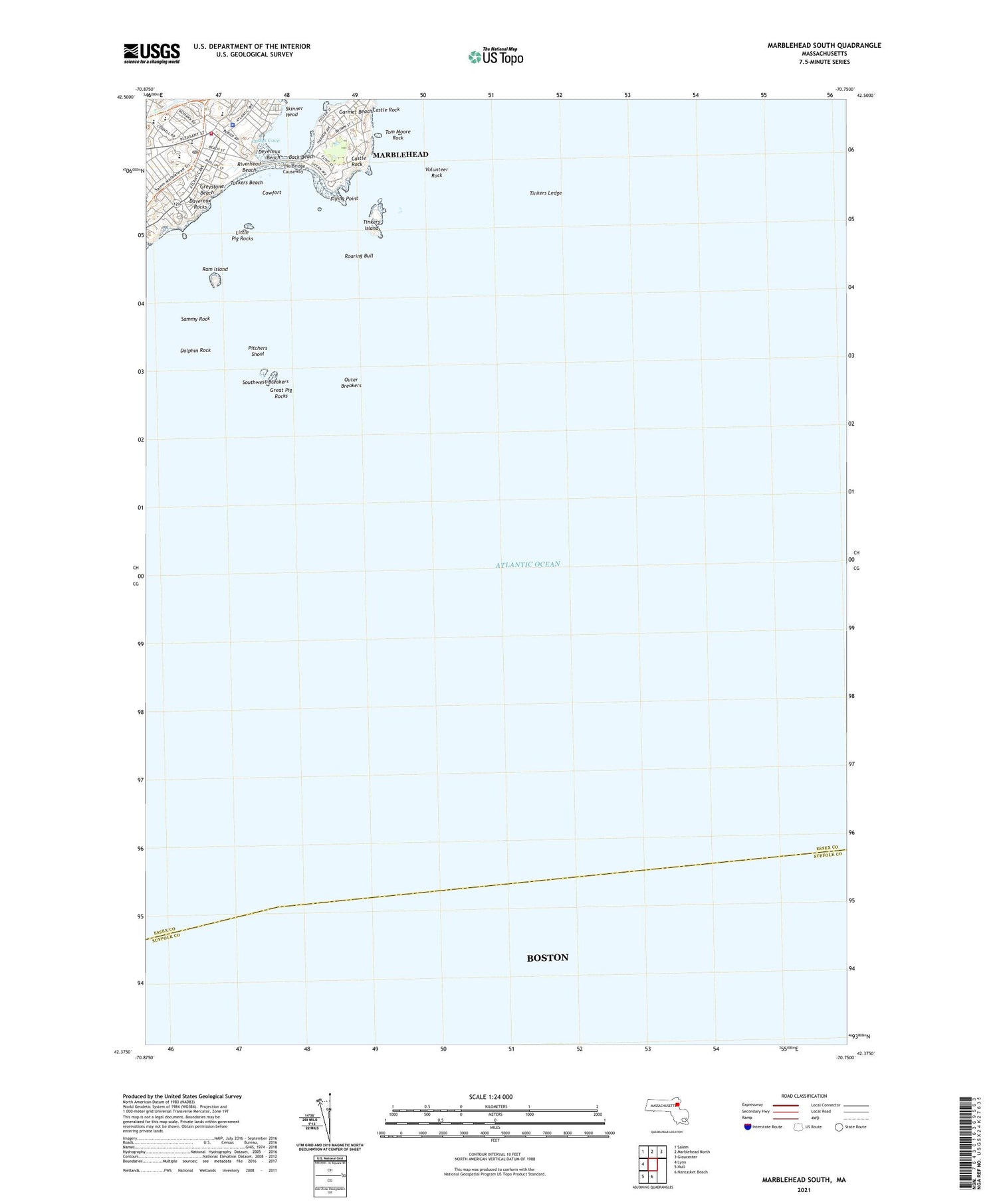 Marblehead South Massachusetts US Topo Map Image