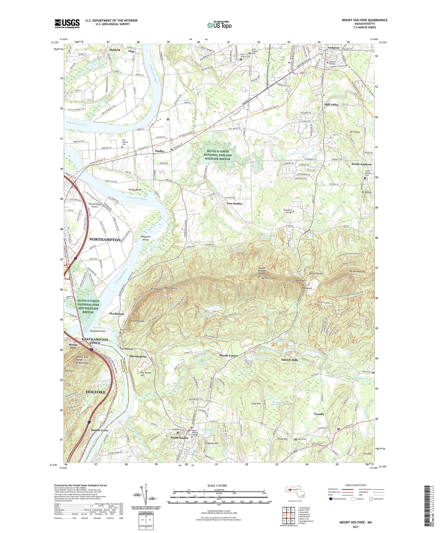 Mount Holyoke Massachusetts US Topo Map Image