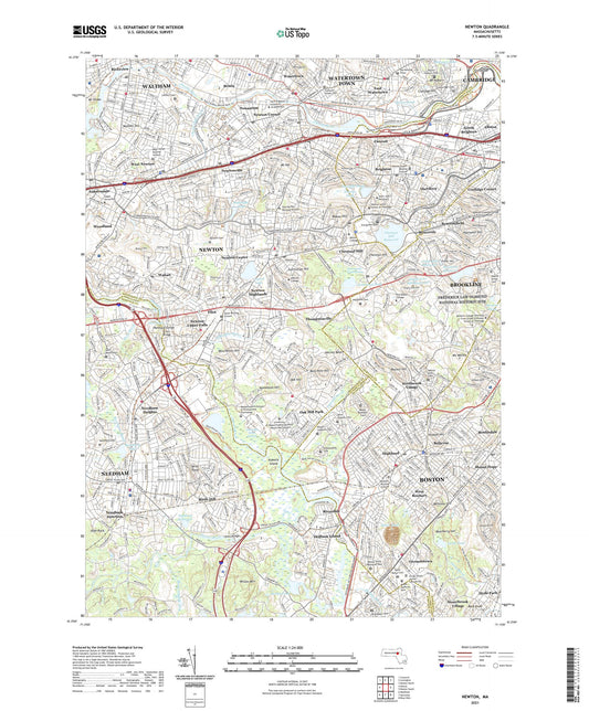 Newton Massachusetts US Topo Map Image