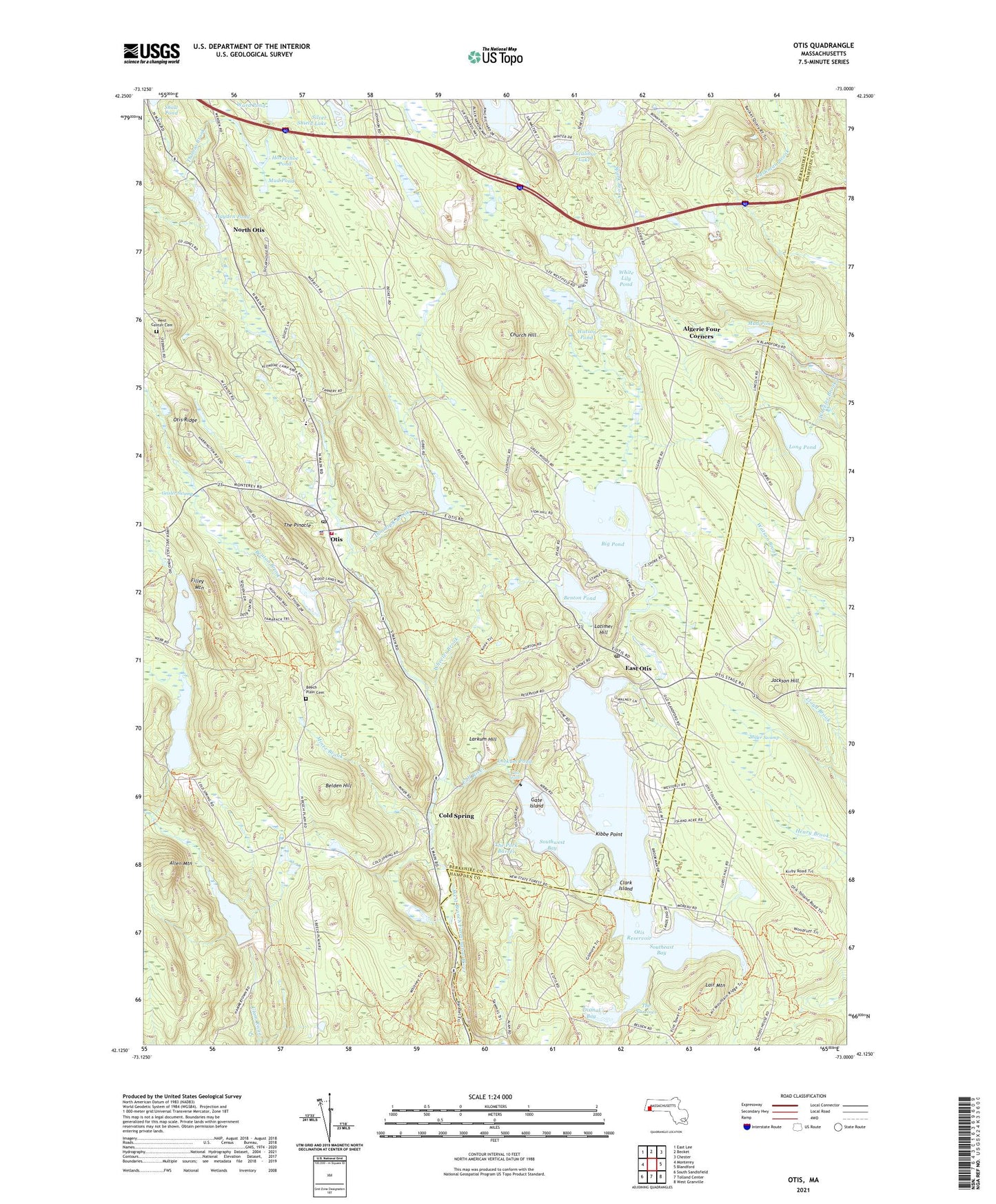 Otis Massachusetts US Topo Map Image