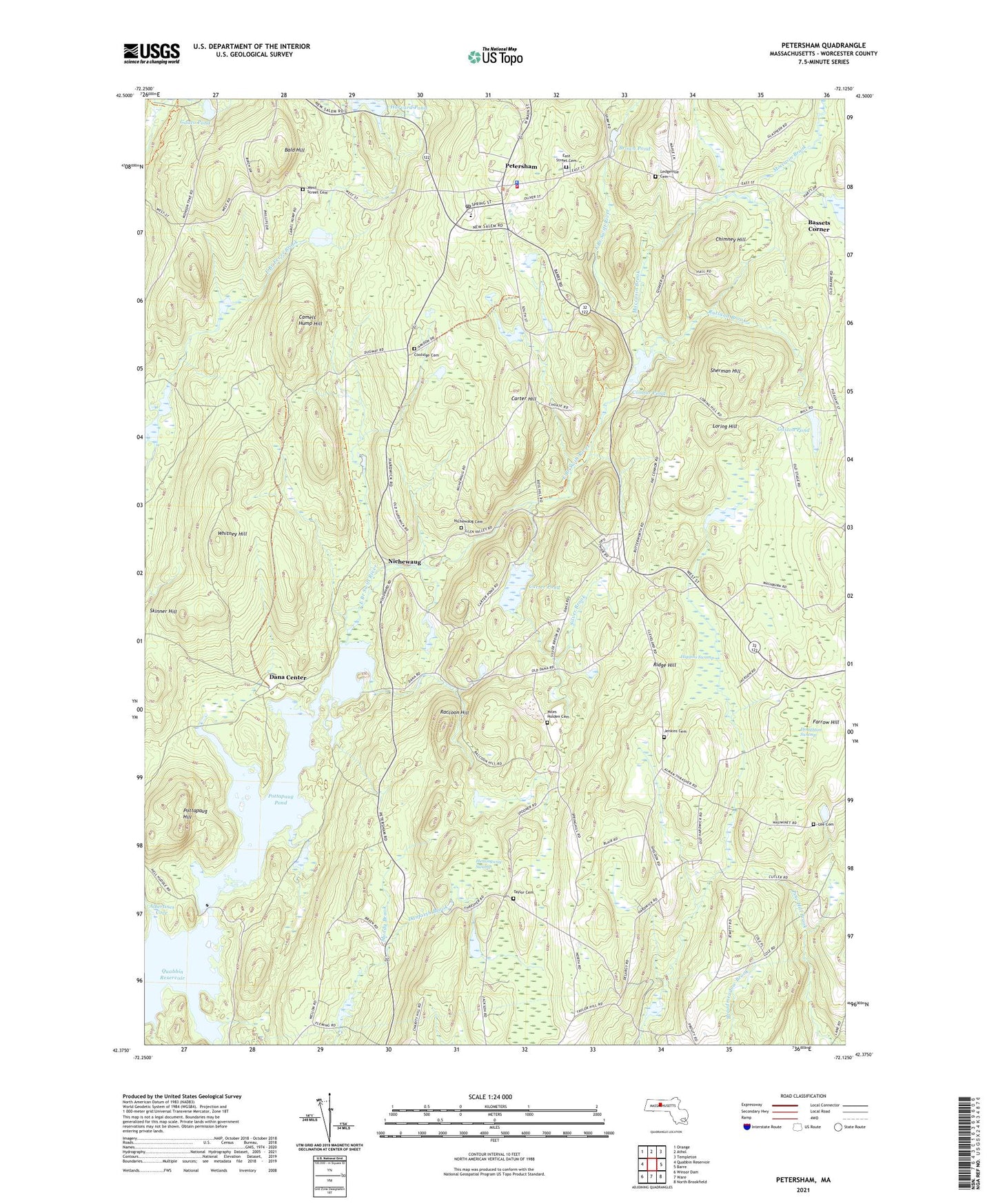 Petersham Massachusetts US Topo Map Image