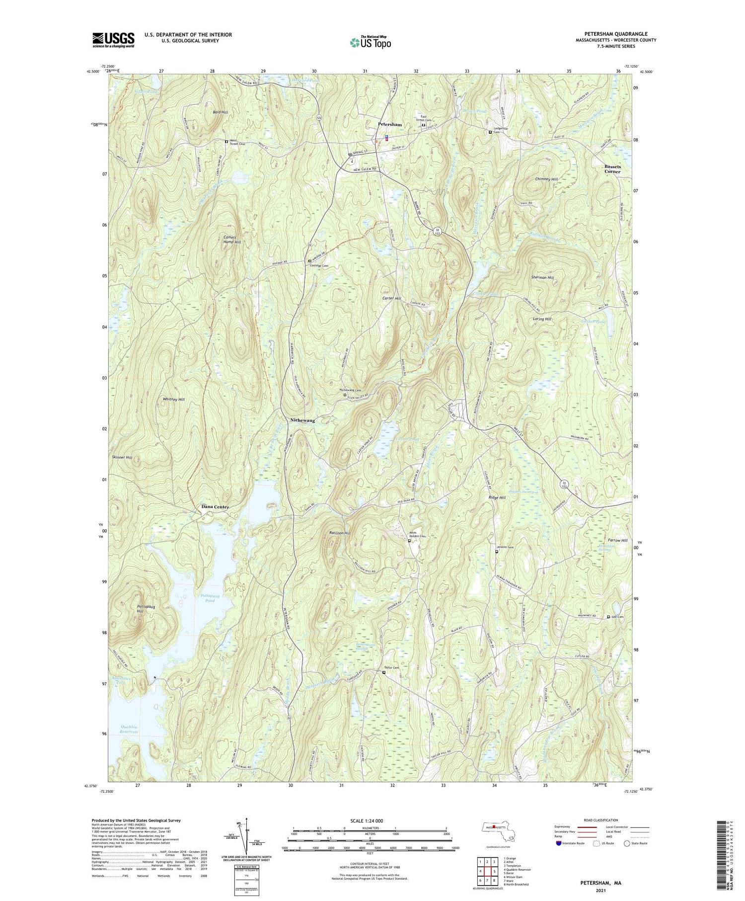 Petersham Massachusetts US Topo Map Image