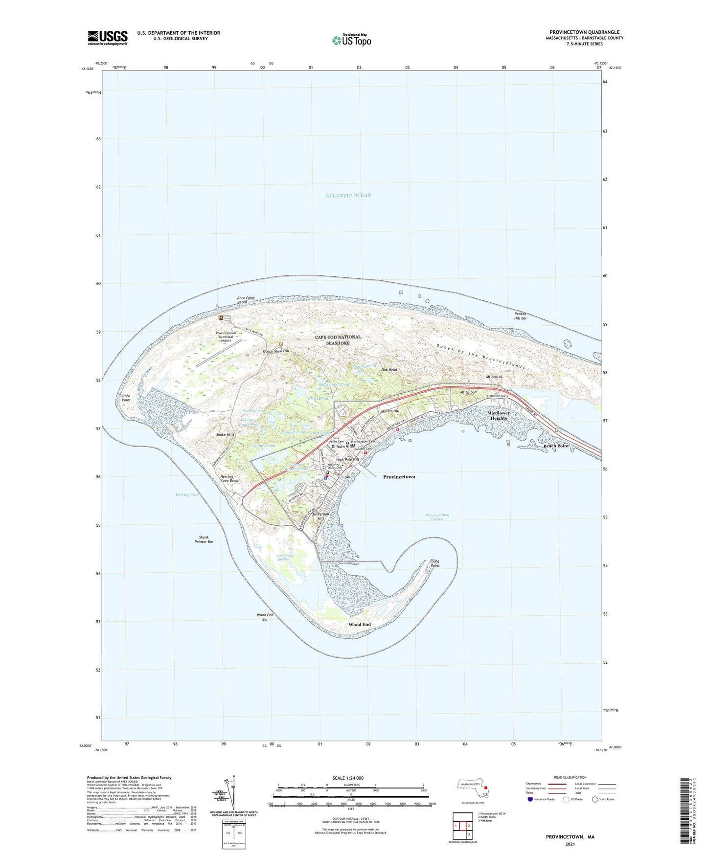 Provincetown Massachusetts US Topo Map Image