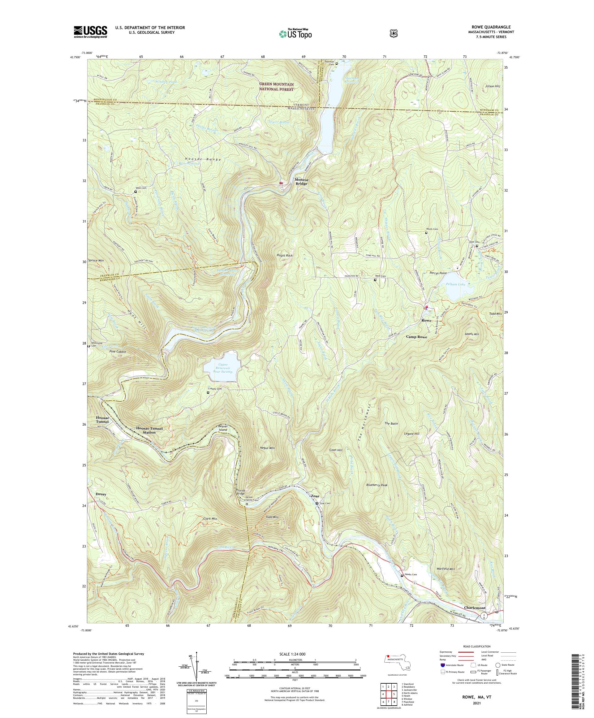 Western Rowe Map Rowe Massachusetts US Topo Map – MyTopo Map Store
