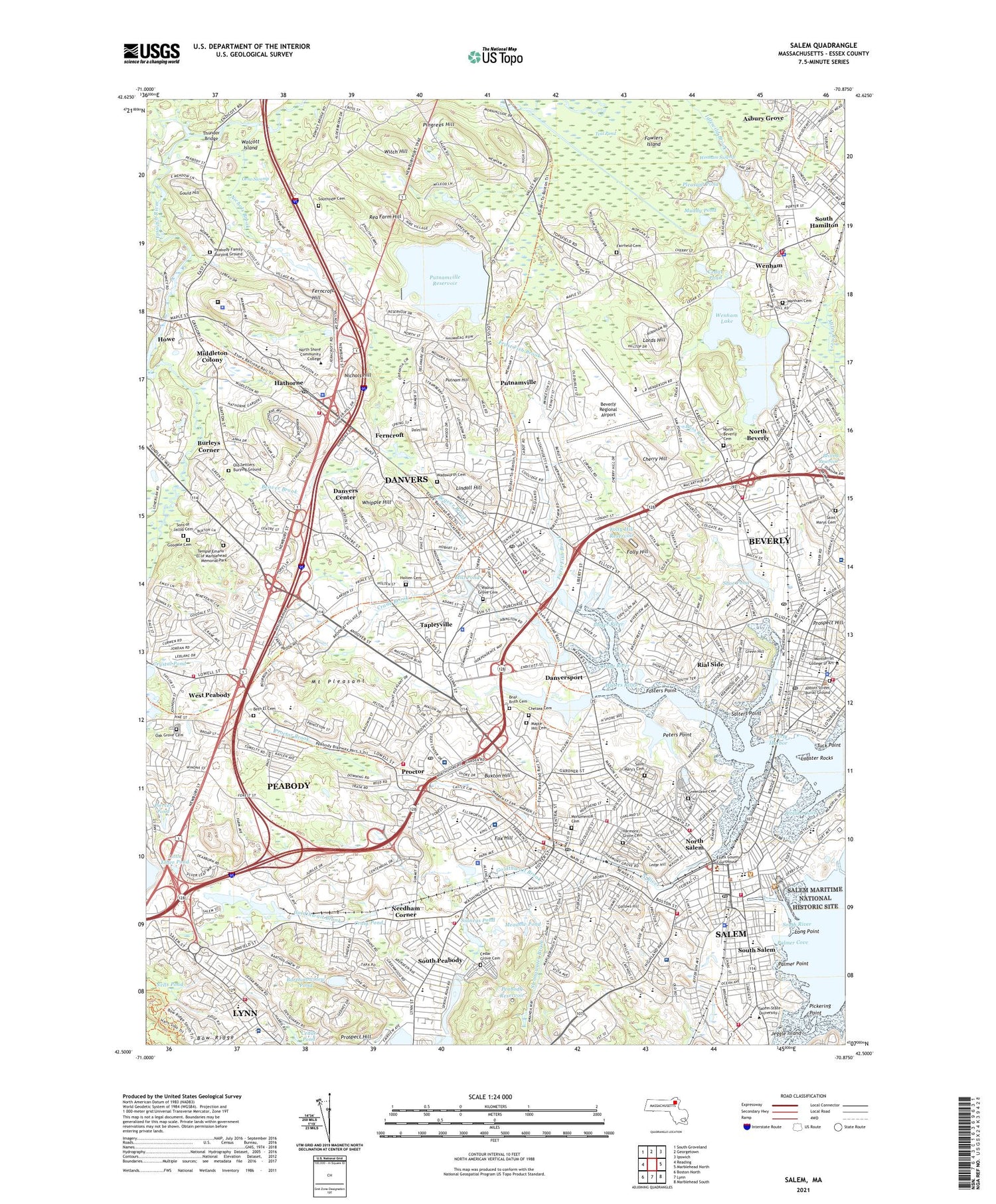 Salem Massachusetts US Topo Map Image