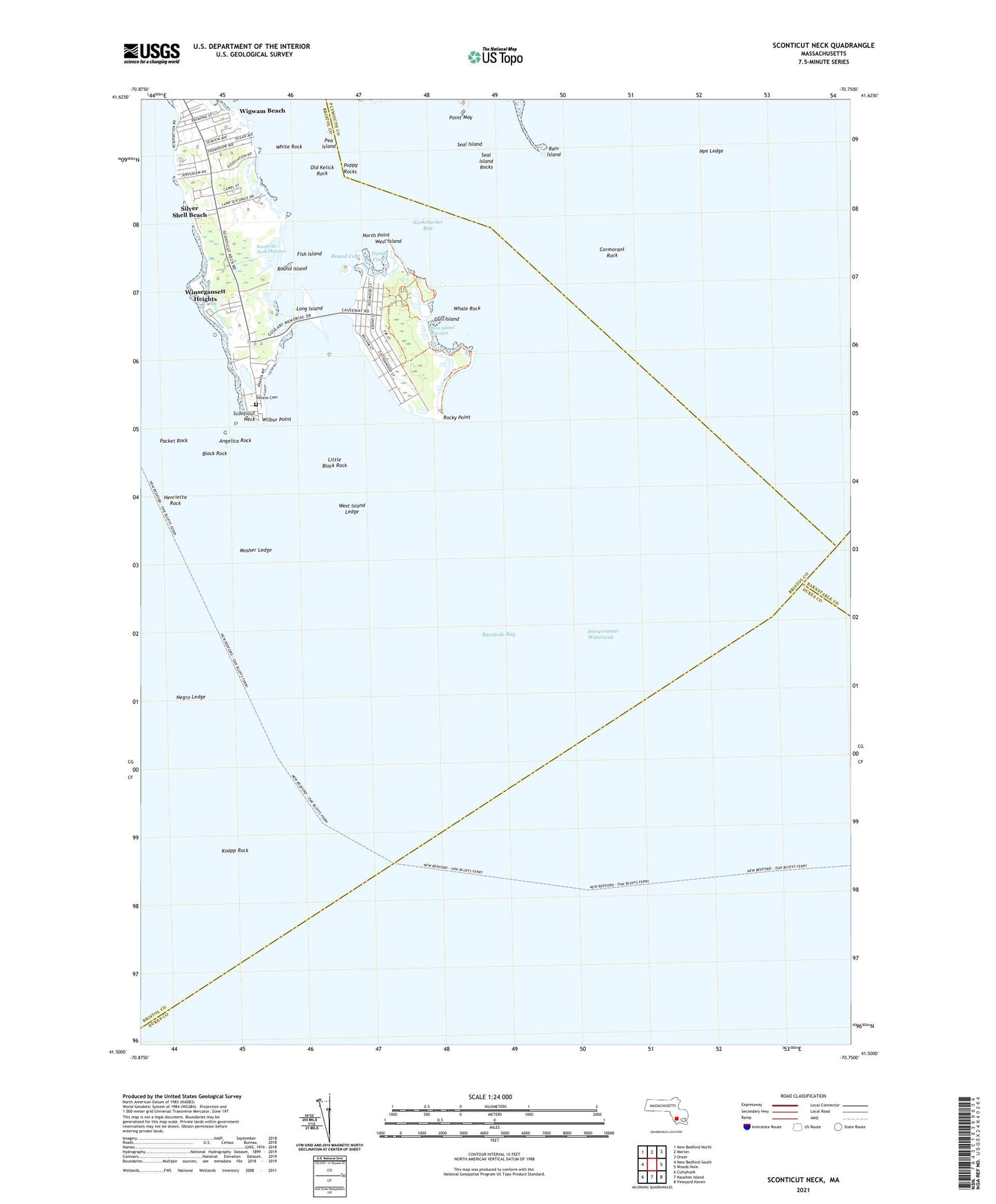 Sconticut Neck Massachusetts US Topo Map Image