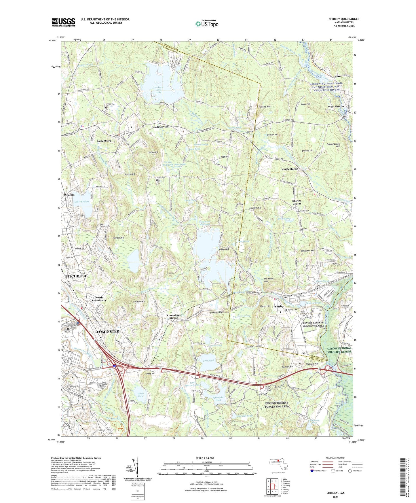Shirley Massachusetts US Topo Map Image