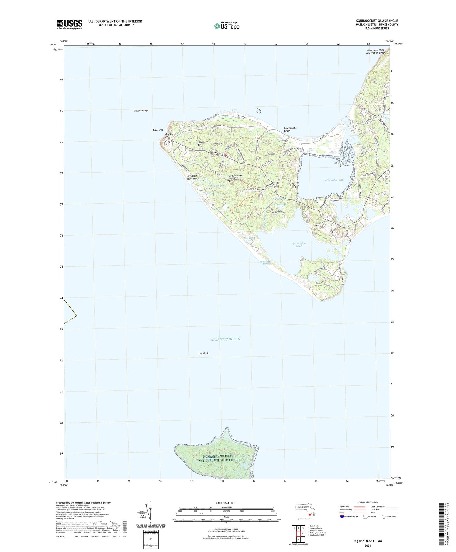 Squibnocket Massachusetts US Topo Map Image