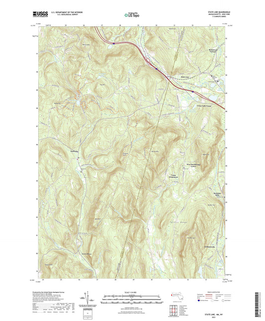 State Line Massachusetts US Topo Map Image