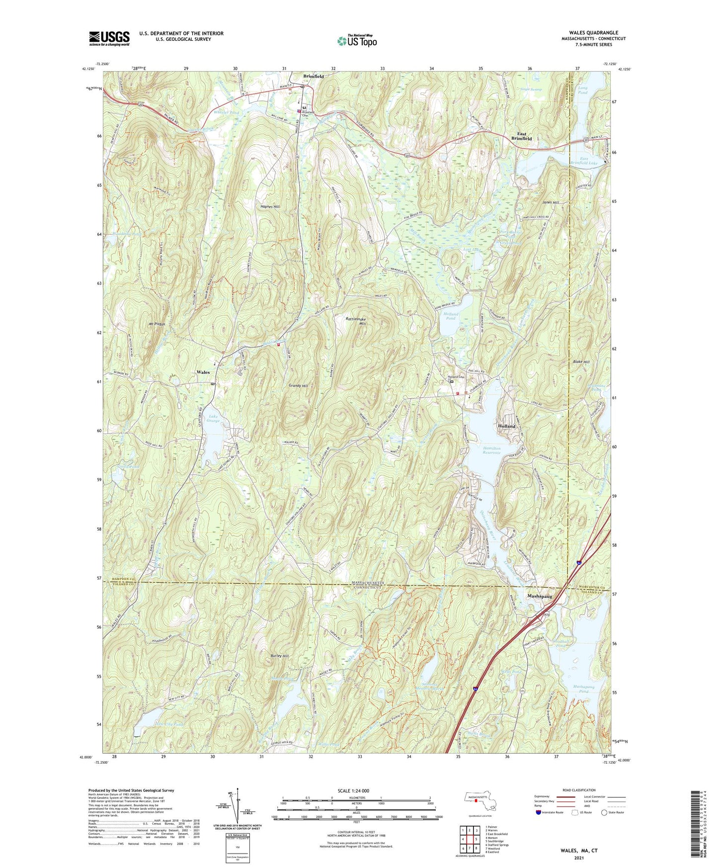 Wales Massachusetts US Topo Map Image