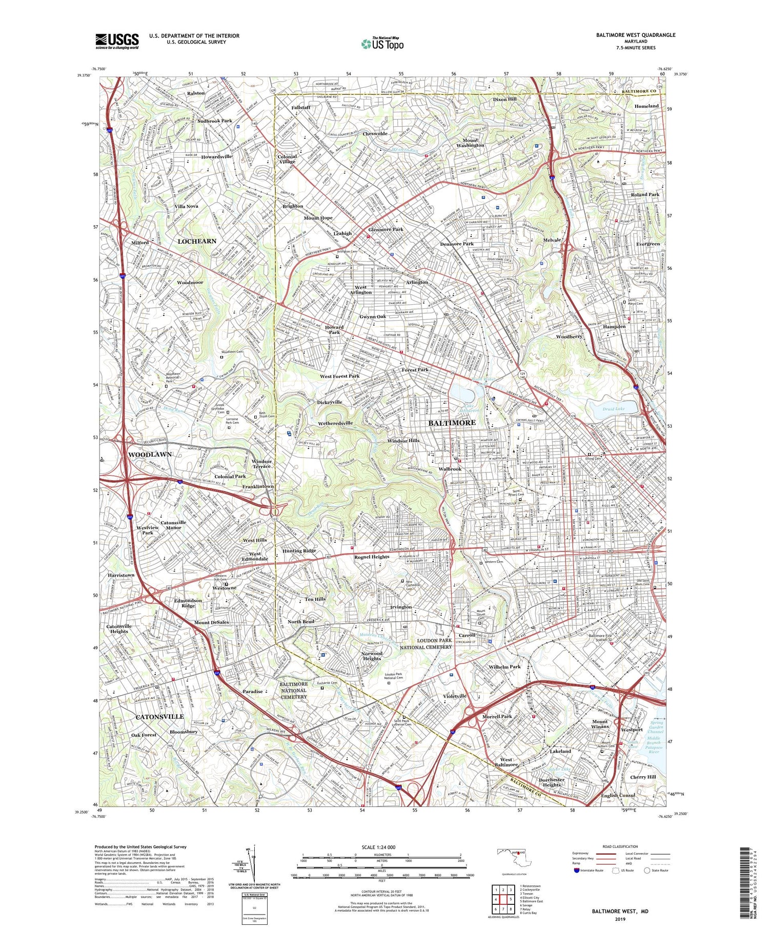 Baltimore West Maryland US Topo Map Image