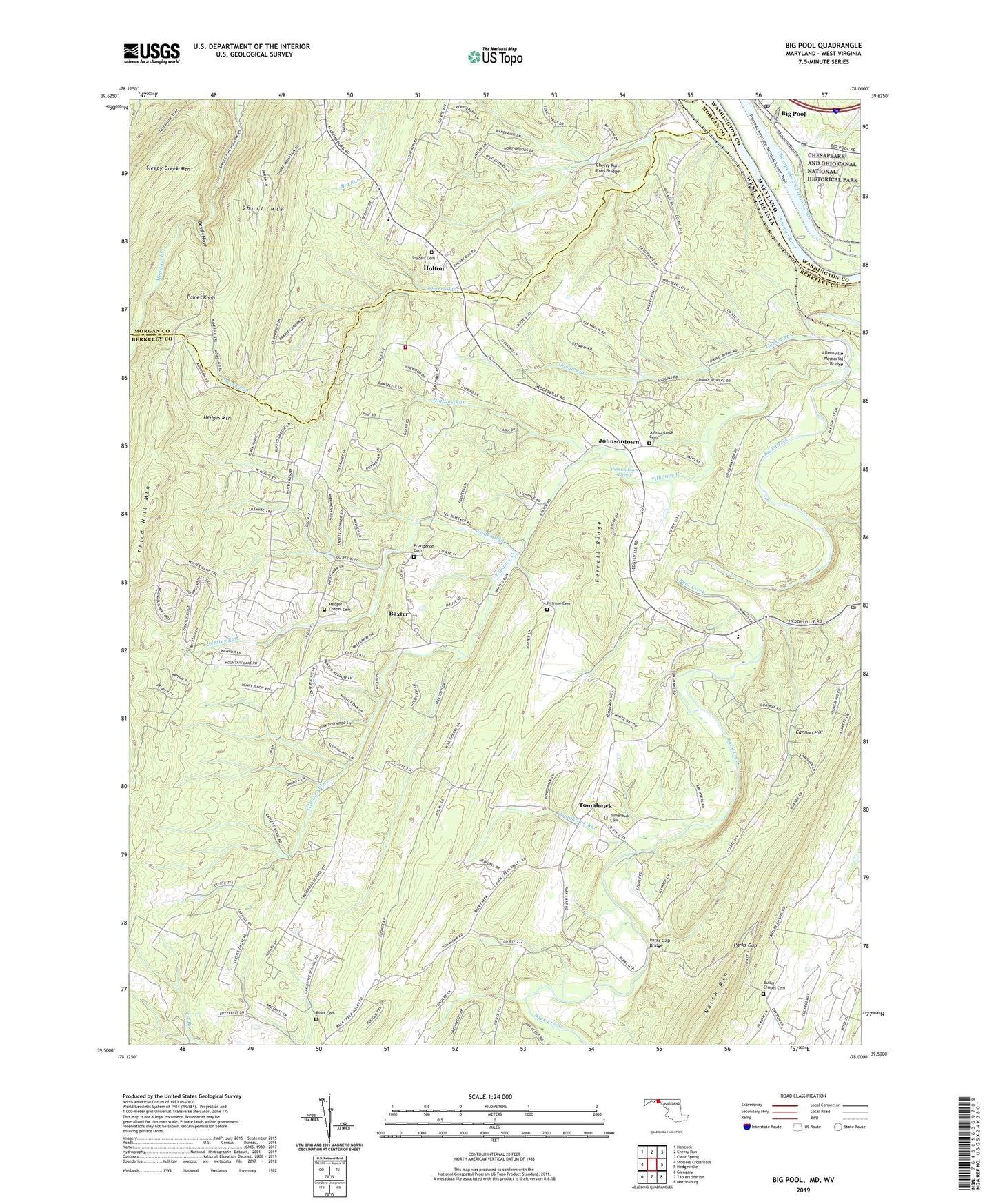 Big Pool Maryland US Topo Map Image